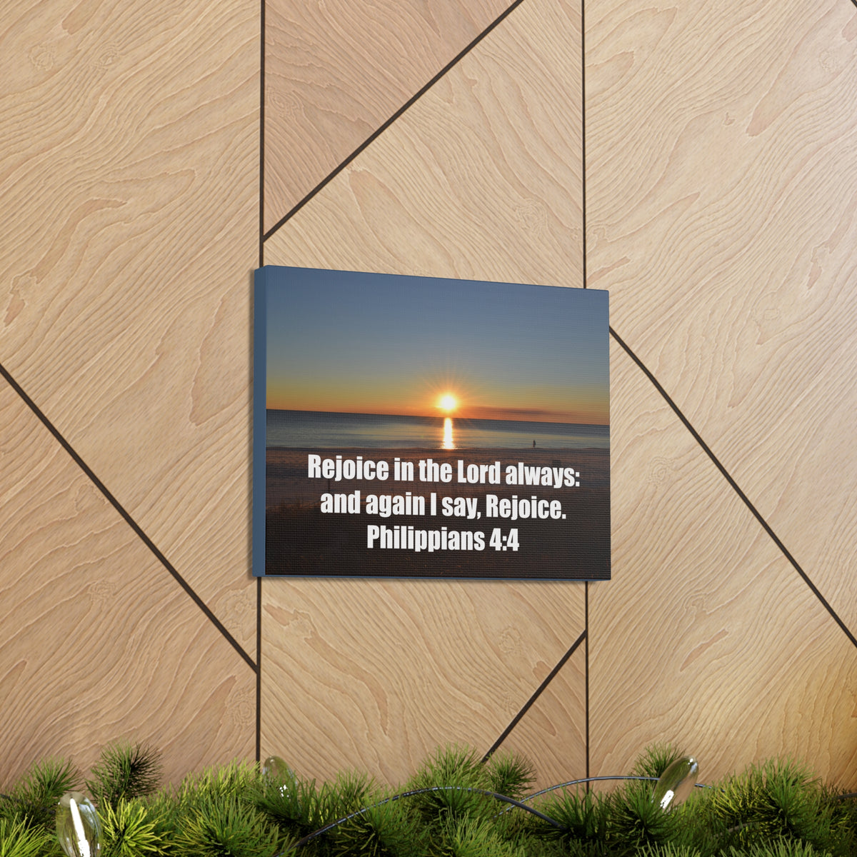 Scripture Walls Rejoice In The Lord Philippians 4:4 Sunset Bible Verse Canvas Christian Wall Art Ready to Hang-Express Your Love Gifts