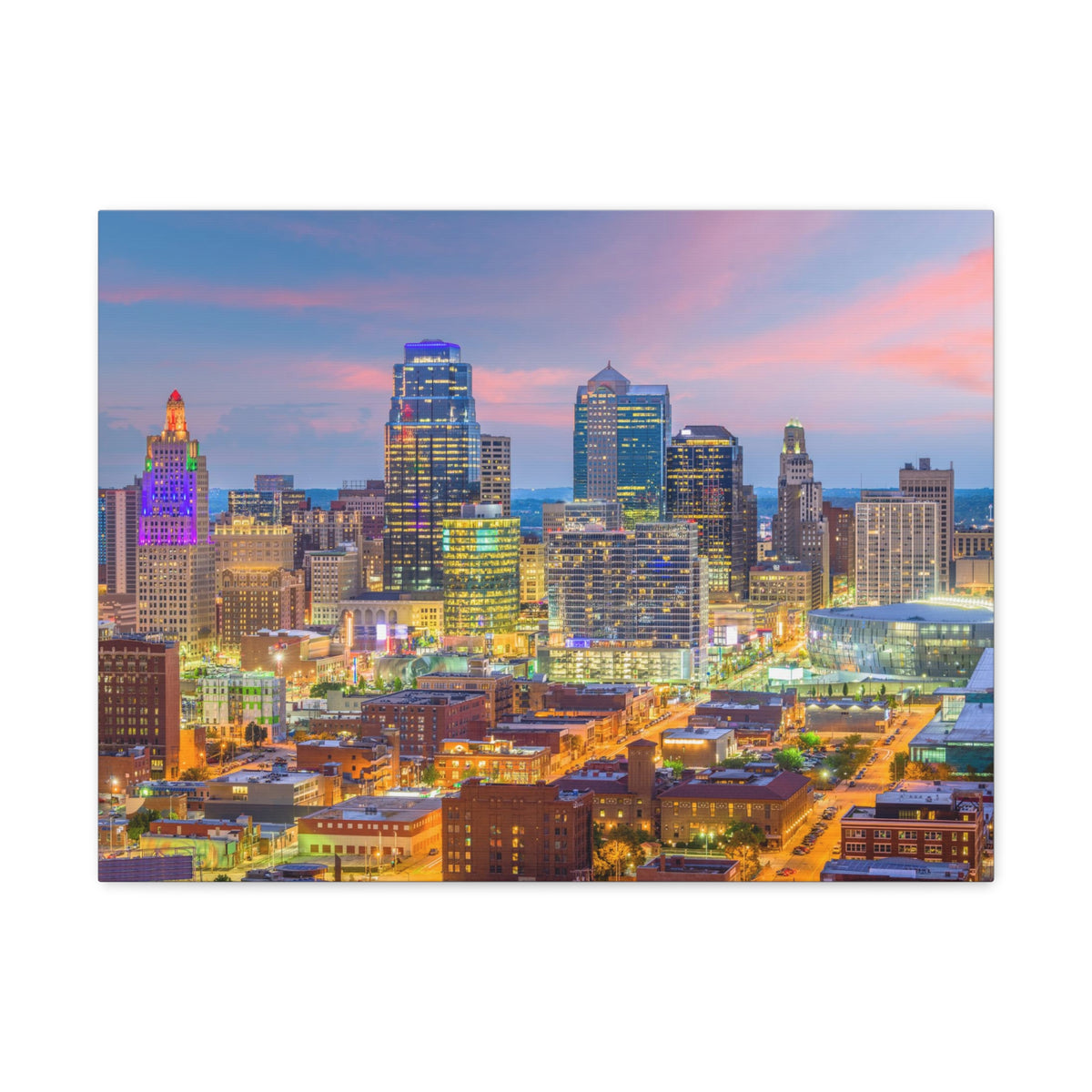 Kansas City Night Skyline Canvas Artwork High-Quality Breathtaking Stunning Cityscape for Home Decor Ready to Hang-Express Your Love Gifts