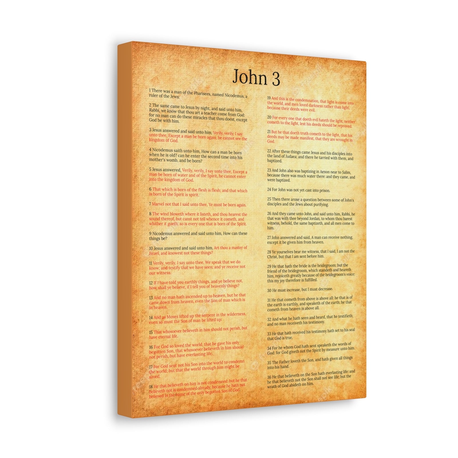 Scripture Walls John 3 Jesus and Nicodemus Gold Christian Wall Art Print Ready to Hang Unframed-Express Your Love Gifts