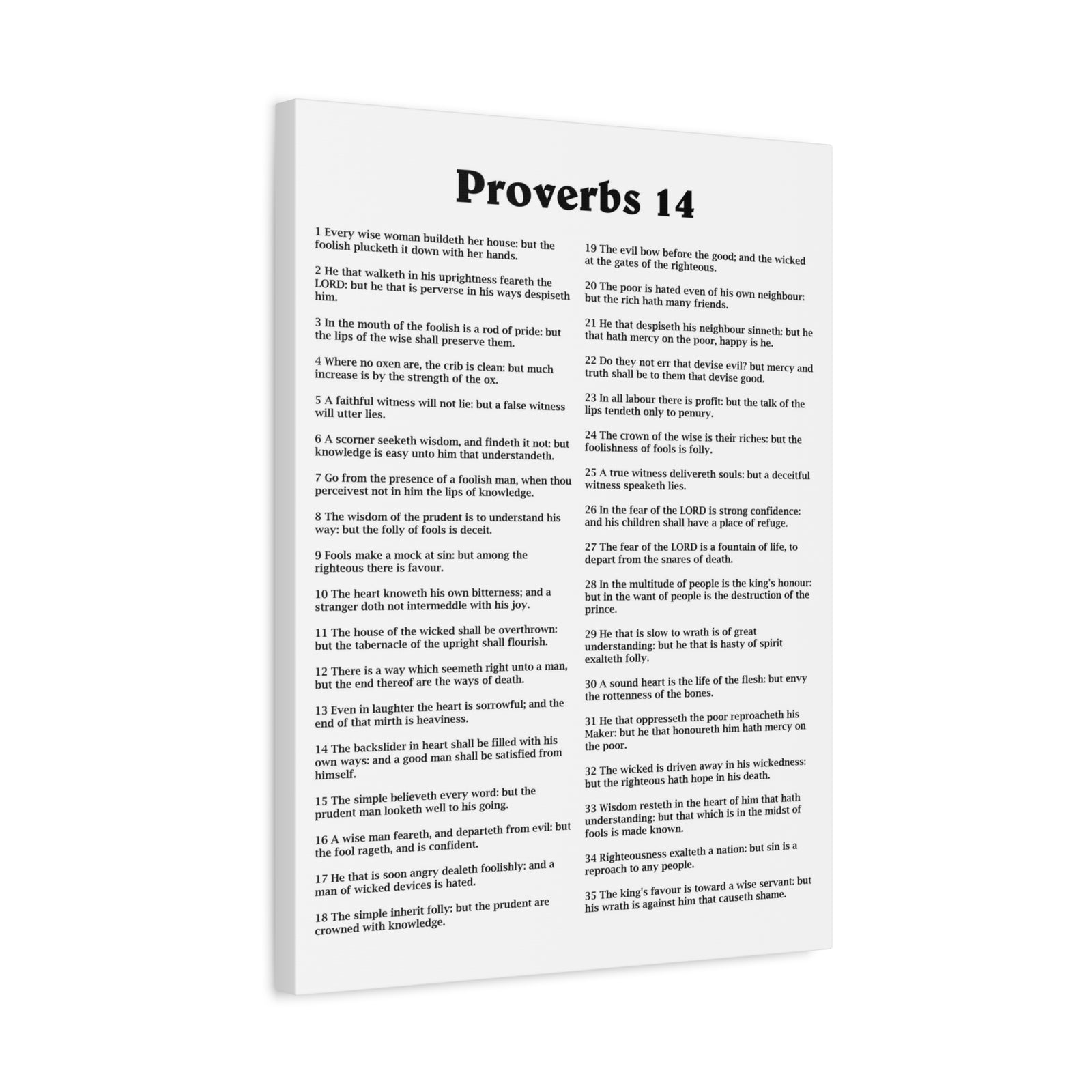 Scripture Walls Proverbs Chapter 14 White Bible Canvas Christian Wall Art Ready to Hang Unframed-Express Your Love Gifts