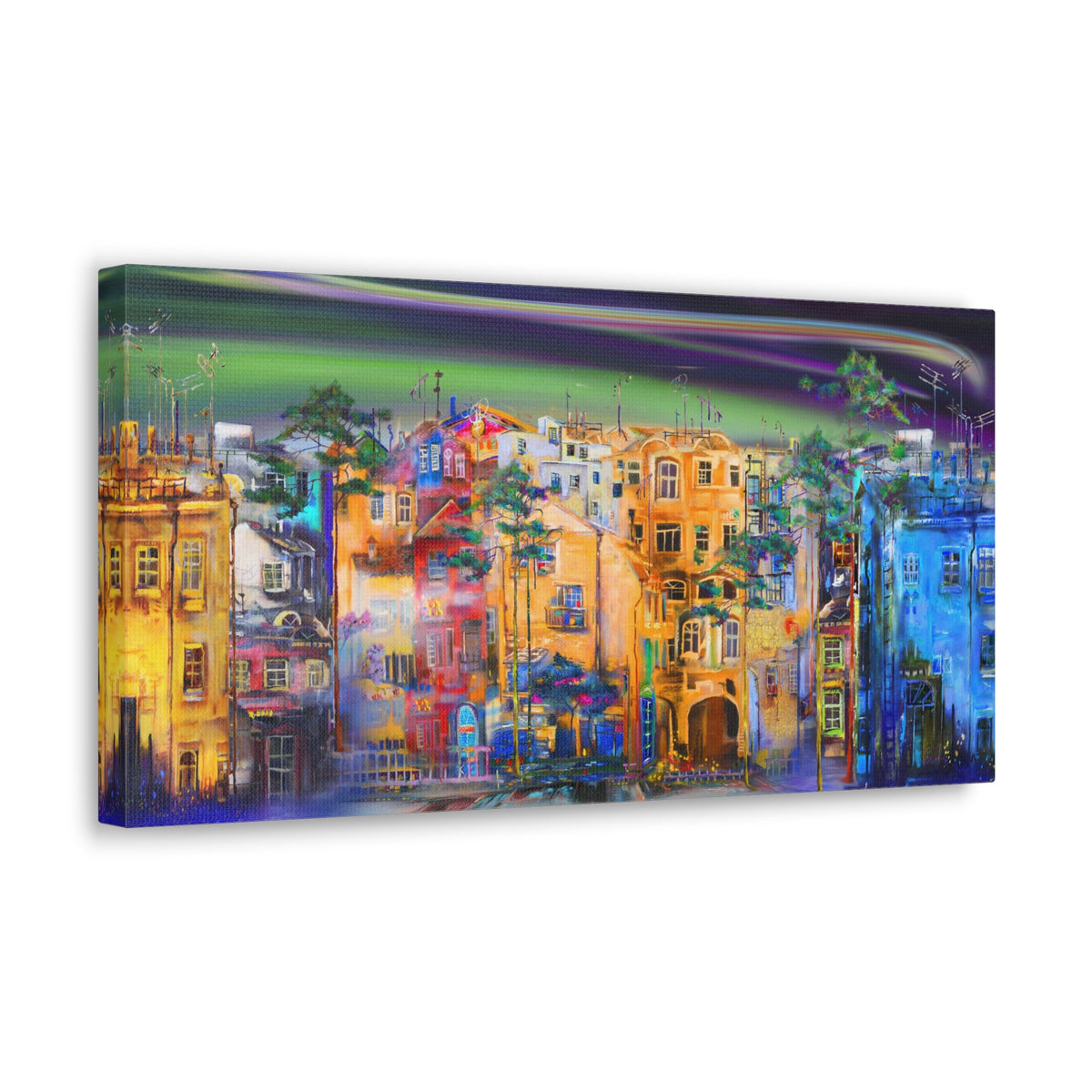 City Skyline Night Street Canvas Wall Art for Home Decor Ready-to-Hang-Express Your Love Gifts
