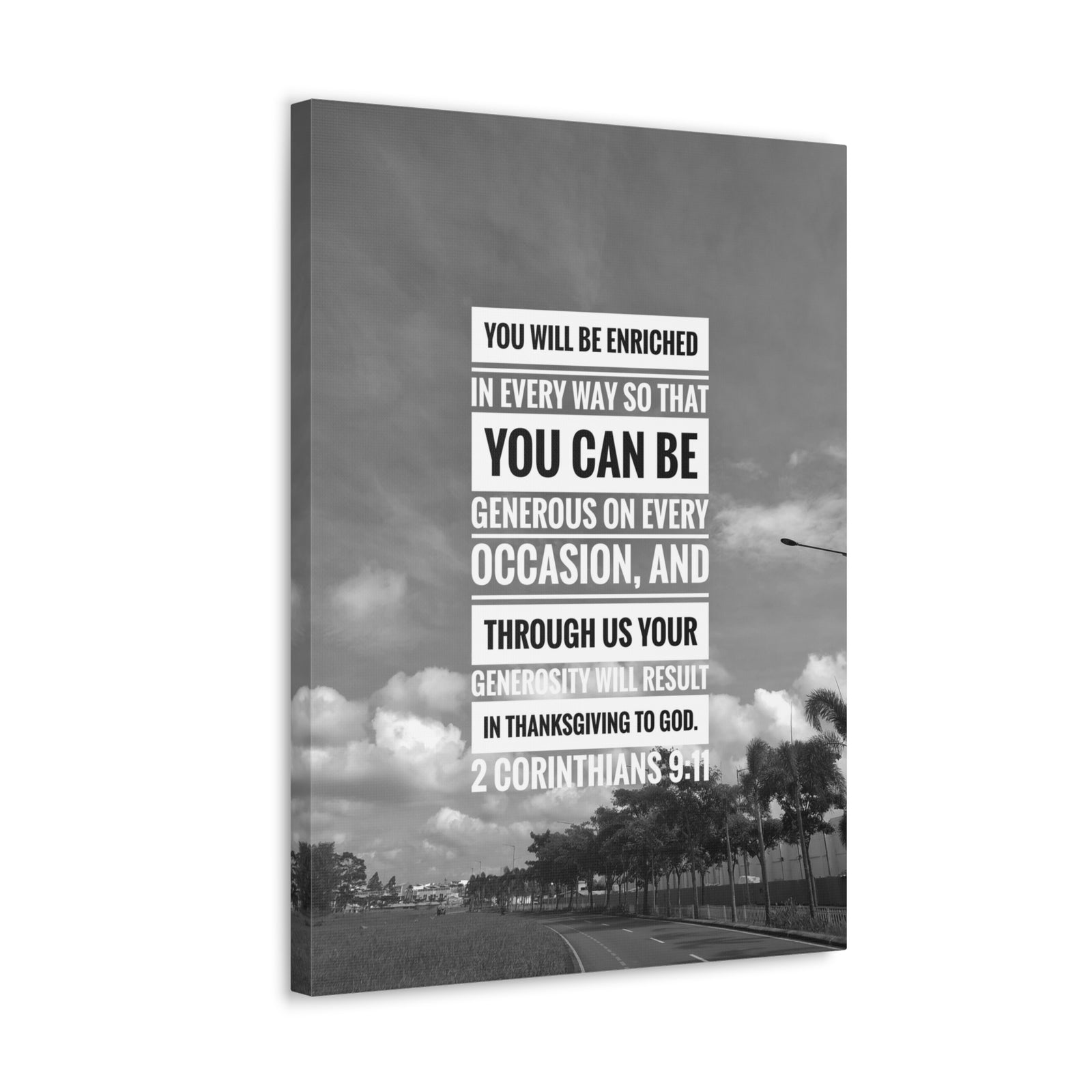 Scripture Canvas You Will Be Enriched 2 Corinthians 9:11 Christian Wall Art Bible Verse Print Ready to Hang-Express Your Love Gifts