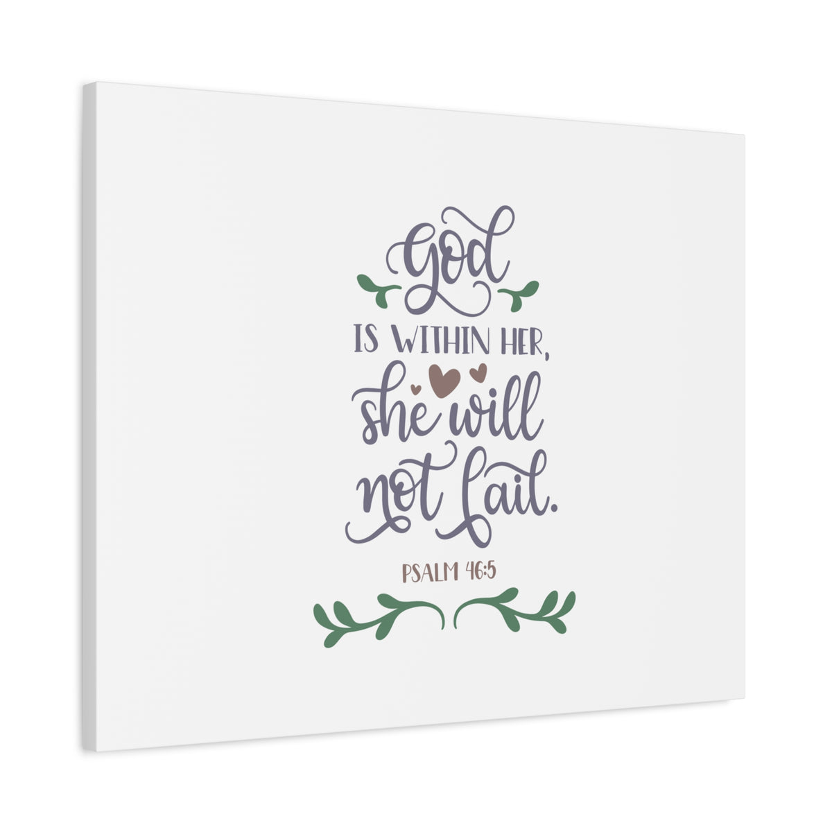 Scripture Canvas God Is Within Her Psalm 46:5 Hearts Christian Wall Art Bible Verse Print Ready to Hang-Express Your Love Gifts