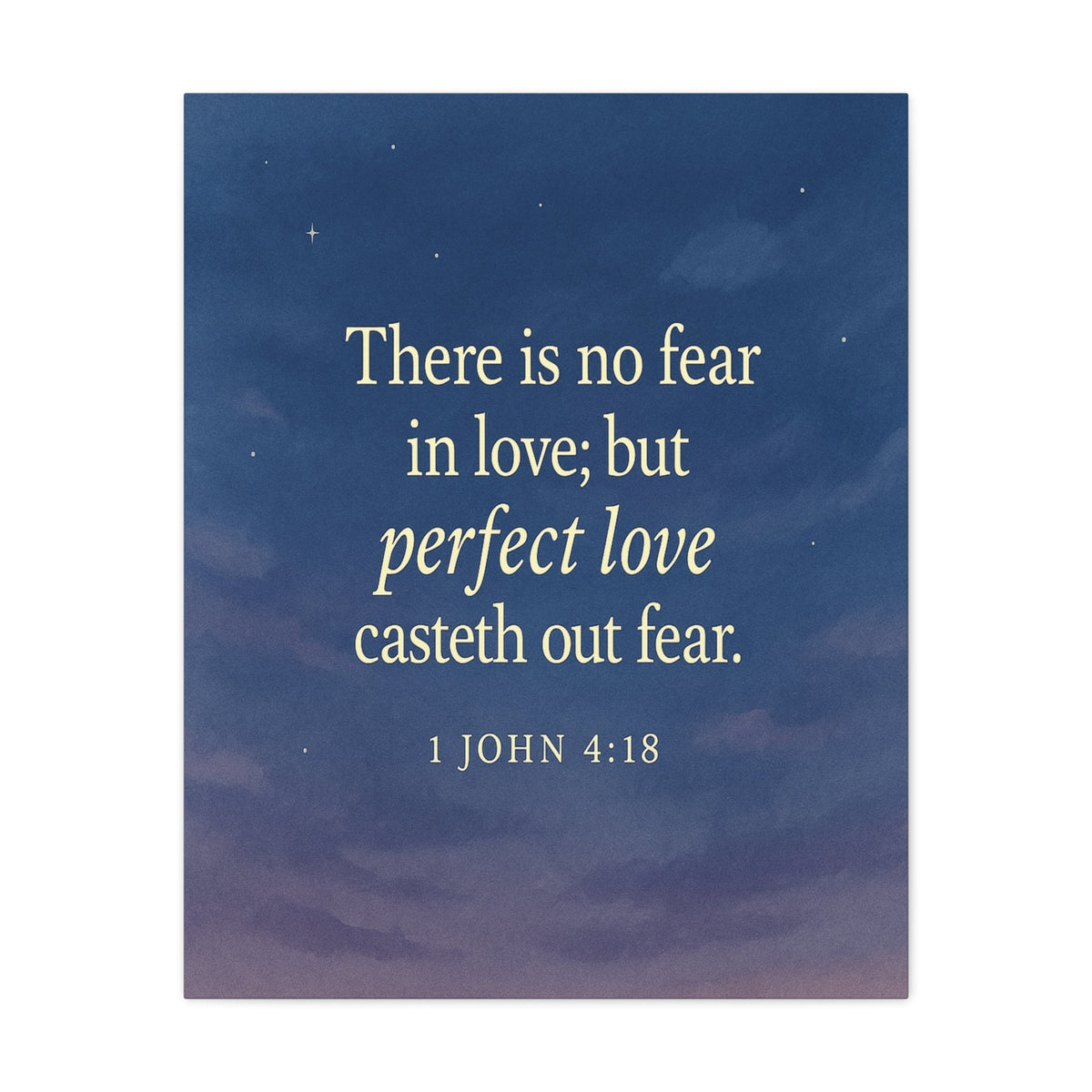 Bible Verse Canvas 1 John 4:18 Christian Home Décor Wall Art Scripture Ready to Hang Faith Print-Express Your Love Gifts