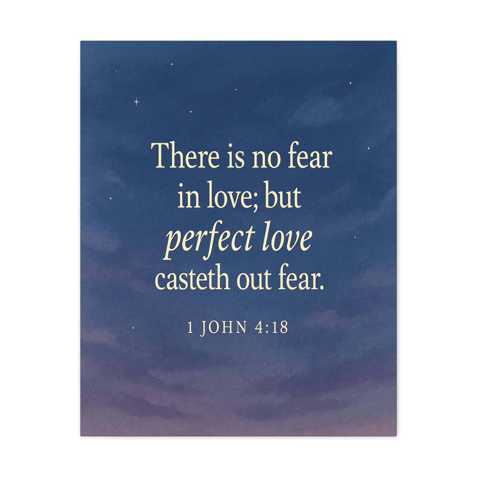 Bible Verse Canvas 1 John 4:18 Christian Home Décor Wall Art Scripture Ready to Hang Faith Print-Express Your Love Gifts