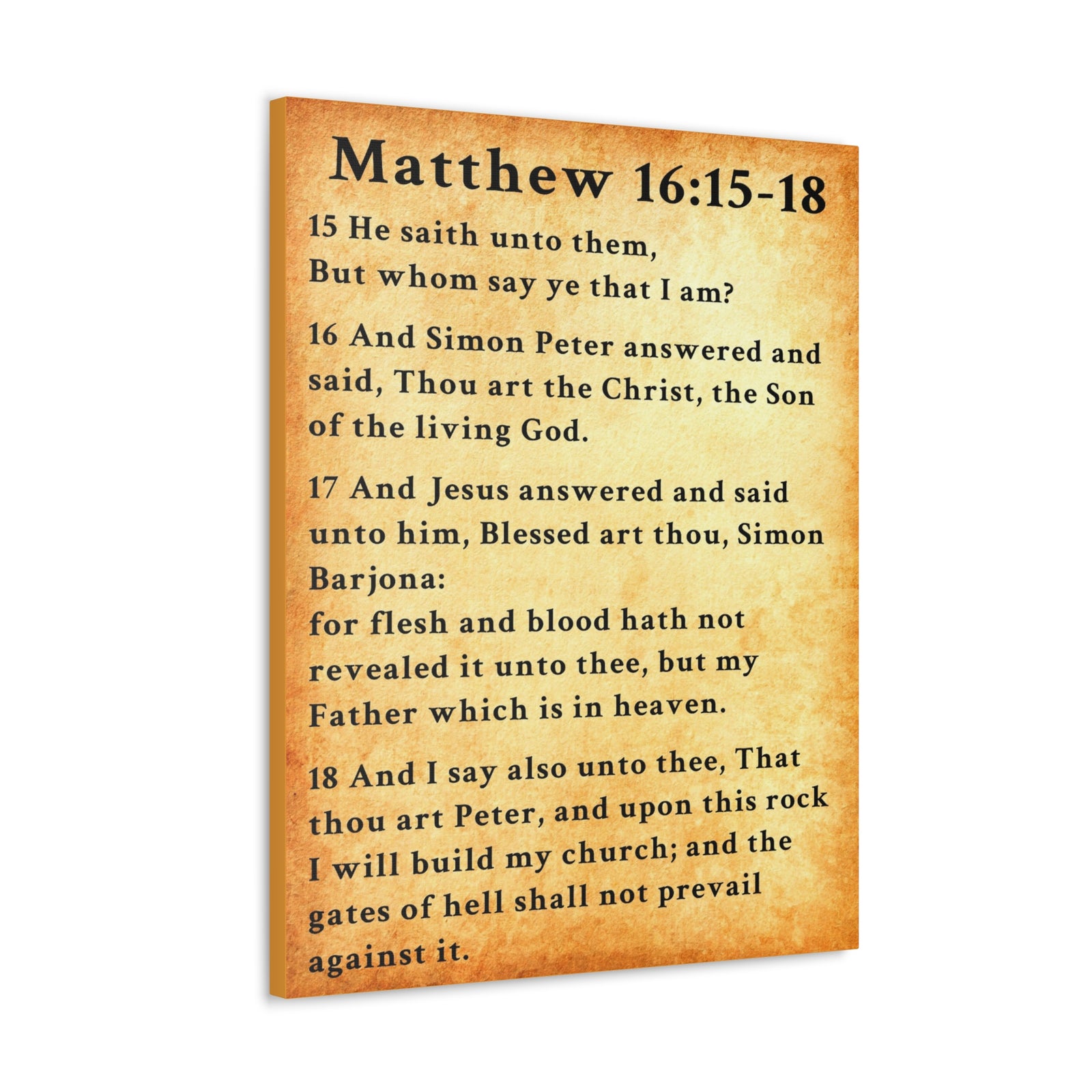 Scripture Walls Matthew 16:15-18 KJV Bible Verse Canvas Christian Wall Art Ready to Hang Unframed-Express Your Love Gifts