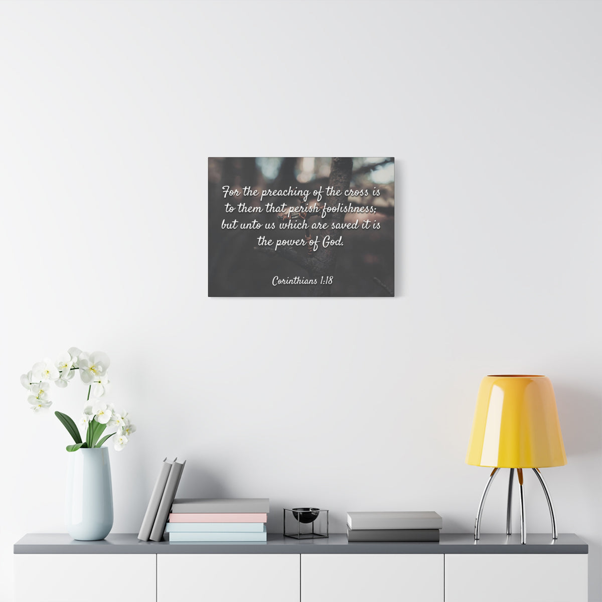Scripture Canvas The Cross 1 Corinthians 1:18 Christian Wall Art Bible Verse Print Ready to Hang-Express Your Love Gifts