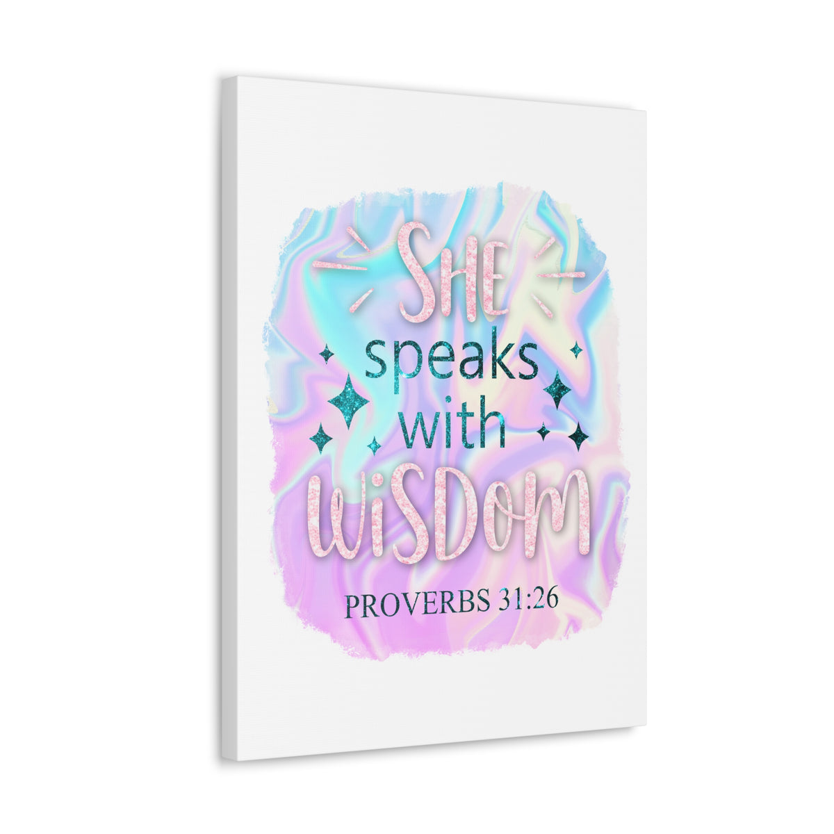 Scripture Walls Proverbs 31:26 She Speaks With Wisdom Bible Verse Canvas Christian Wall Art Ready to Hang Unframed-Express Your Love Gifts