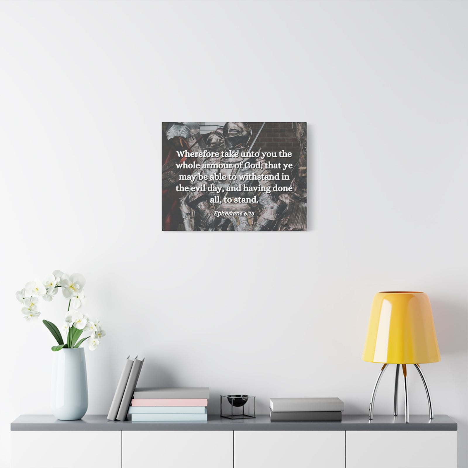 Scripture Canvas Whole Armour Ephesians 6:13 Christian Wall Art Bible Verse Print Ready to Hang-Express Your Love Gifts