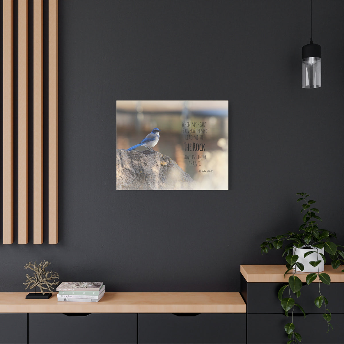 Scripture Canvas Higher Than I Psalm 61:2 Christian Wall Art Bible Verse Print Ready to Hang-Express Your Love Gifts