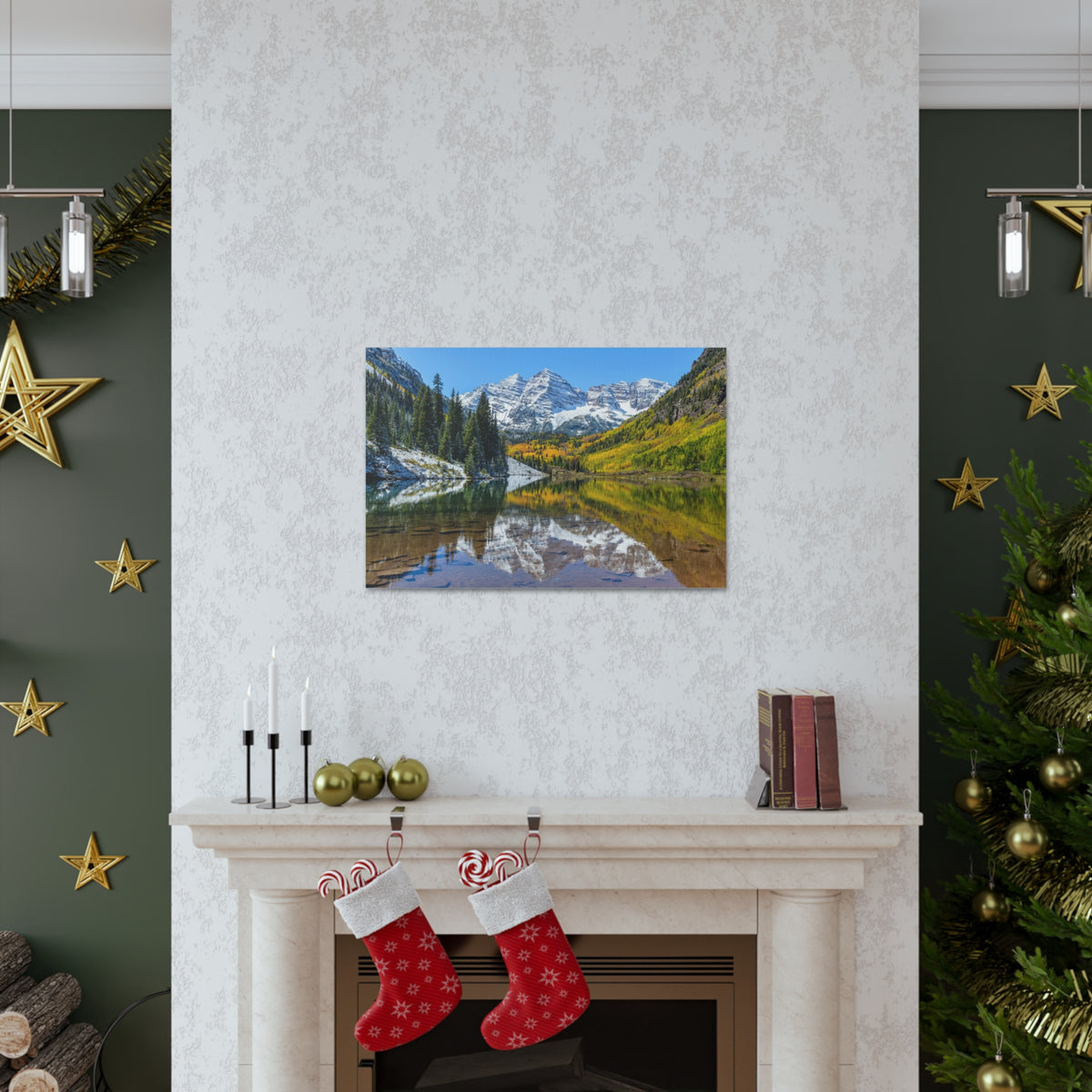 Forest Lake Mountains Nature Wilderness Photography Canvas Wall Art for Home Decor Ready-to-Hang-Express Your Love Gifts