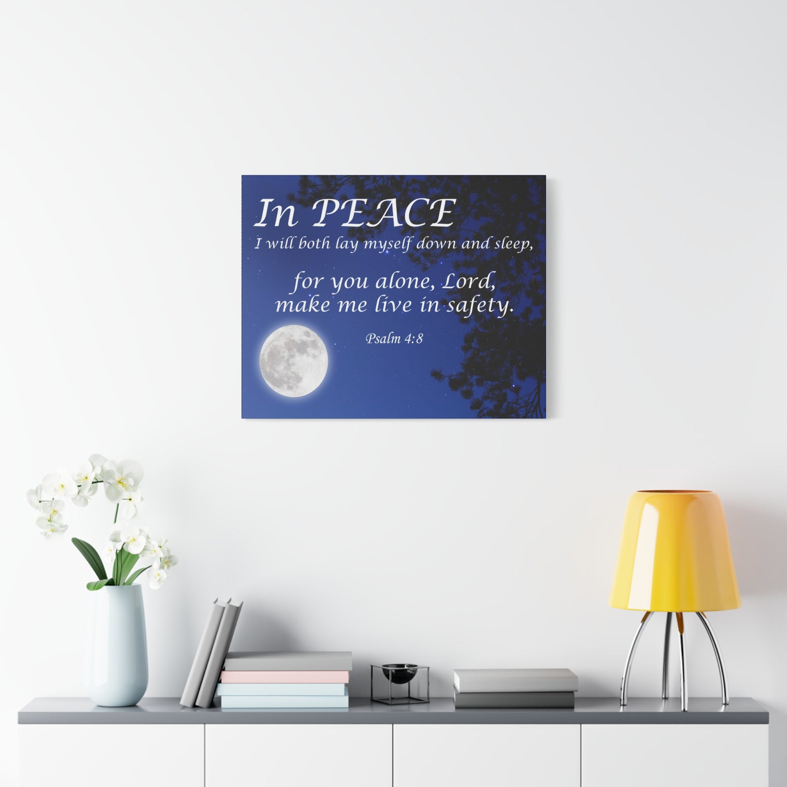Bible Verse Canvas In Peace Psalm 4:8 Christian Home Decor Scripture Art-Express Your Love Gifts