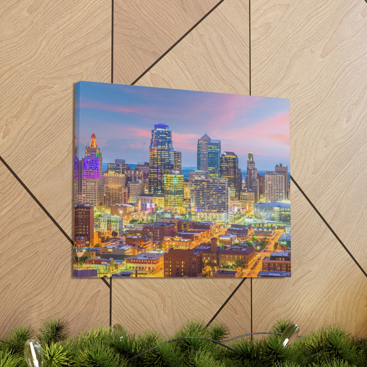 Kansas City Night Skyline Canvas Artwork High-Quality Breathtaking Stunning Cityscape for Home Decor Ready to Hang-Express Your Love Gifts