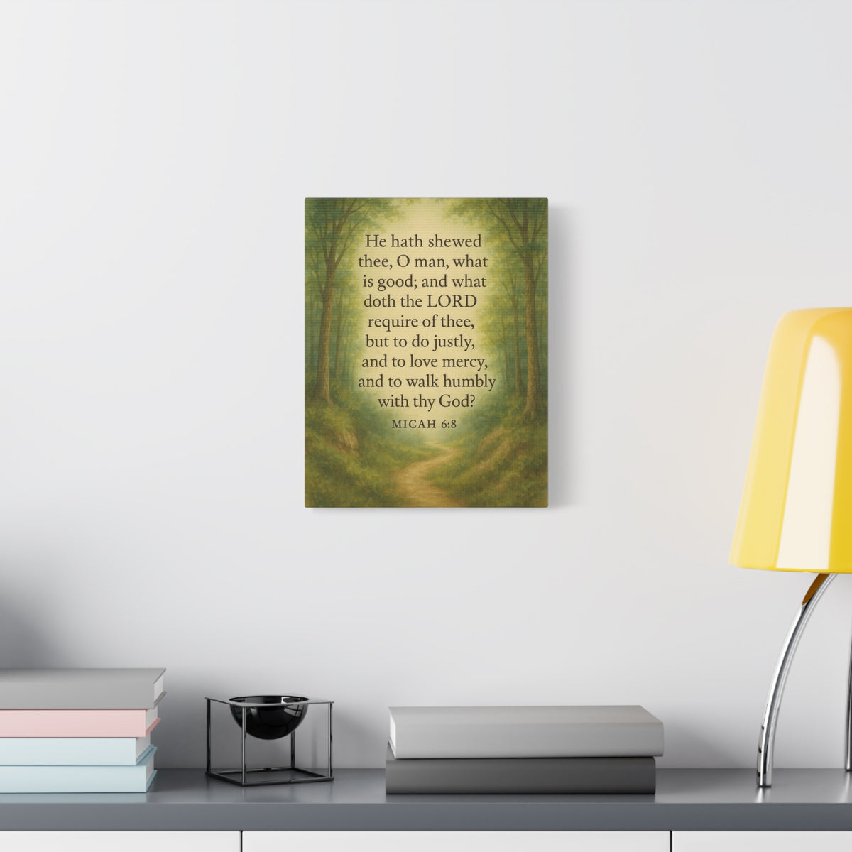 Bible Verse Canvas Micah 6:8 Christian Home Décor Wall Art Scripture Ready to Hang Faith Print-Express Your Love Gifts