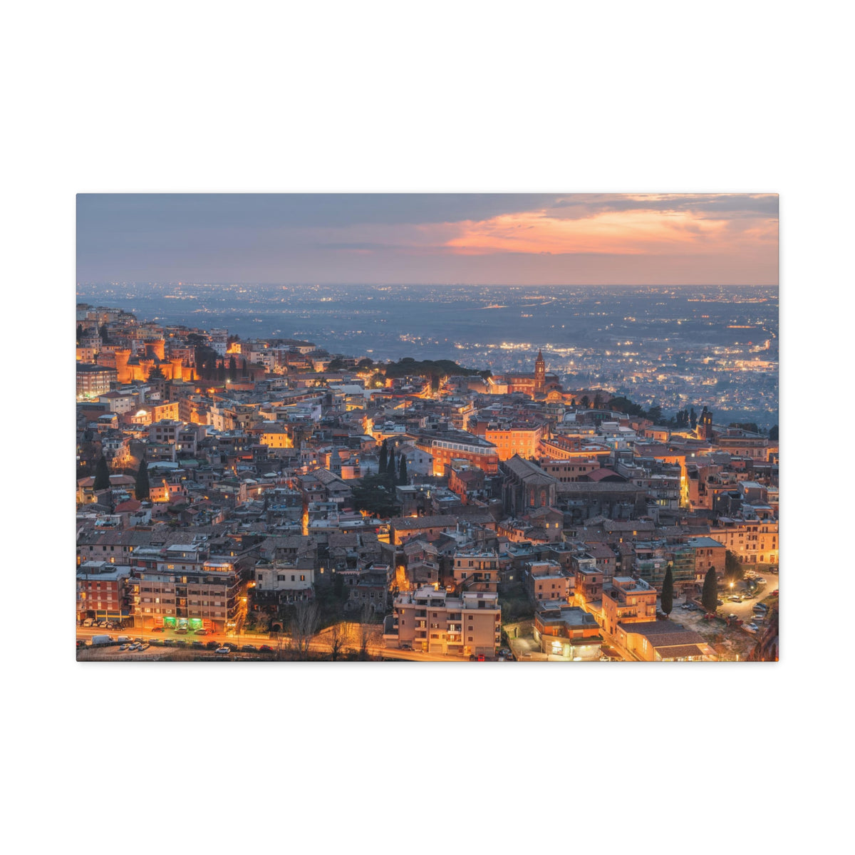 Rome Night Skyline Canvas Artwork High-Quality Breathtaking Stunning Cityscape for Home Decor Ready to Hang-Express Your Love Gifts