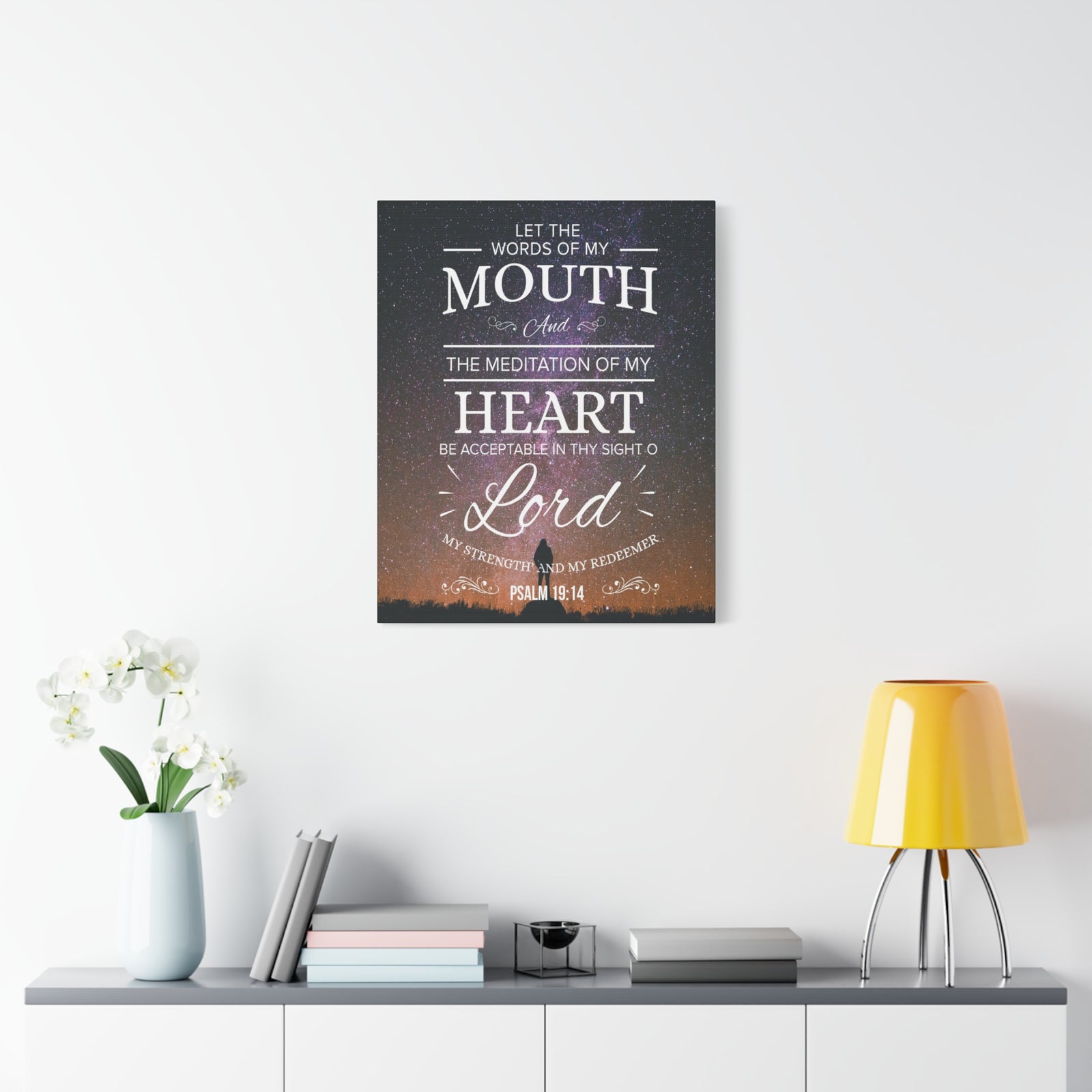 Scripture Canvas My Strength and Redeemer Psalm 19:14 Christian Wall Art Bible Verse Print Ready to Hang-Express Your Love Gifts