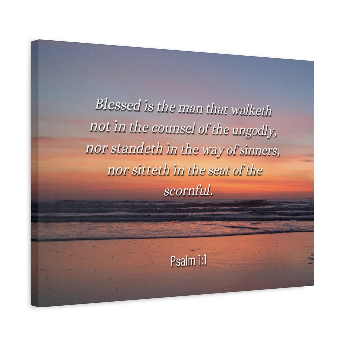 Scripture Canvas Blessed Sky Psalm 1:1 Christian Wall Art Bible Verse Print Ready to Hang-Express Your Love Gifts