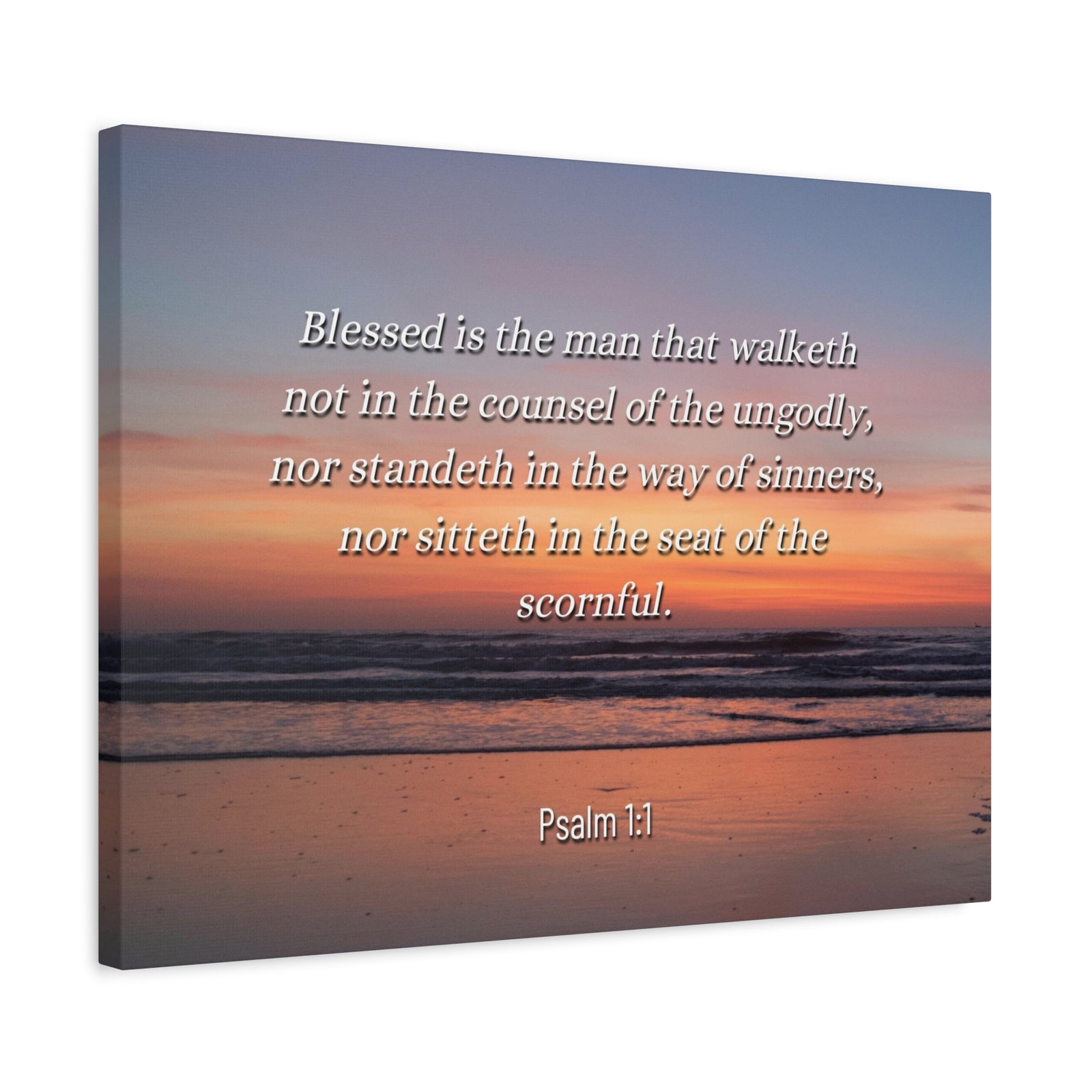 Scripture Canvas Blessed Sky Psalm 1:1 Christian Wall Art Bible Verse Print Ready to Hang-Express Your Love Gifts