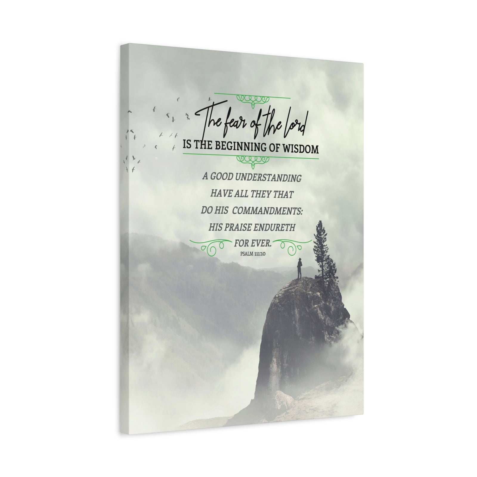 Scripture Canvas The Fear of The Lord Psalm 111:10 Christian Wall Art Bible Verse Print Ready to Hang-Express Your Love Gifts