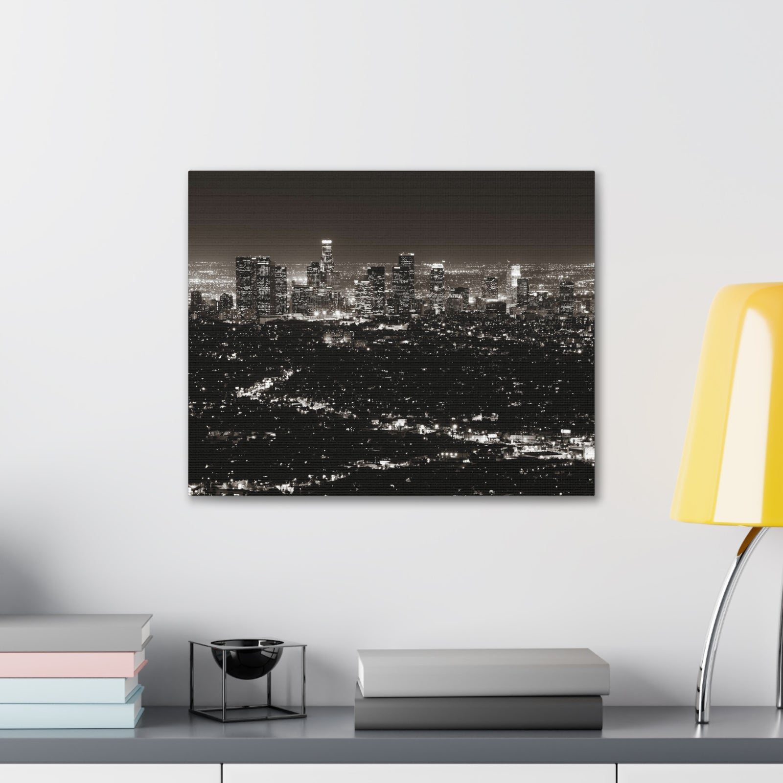 Los Angeles Black And White Skyline Canvas Artwork High-Quality Breathtaking Stunning Cityscape for Home Decor Ready to Hang-Express Your Love Gifts