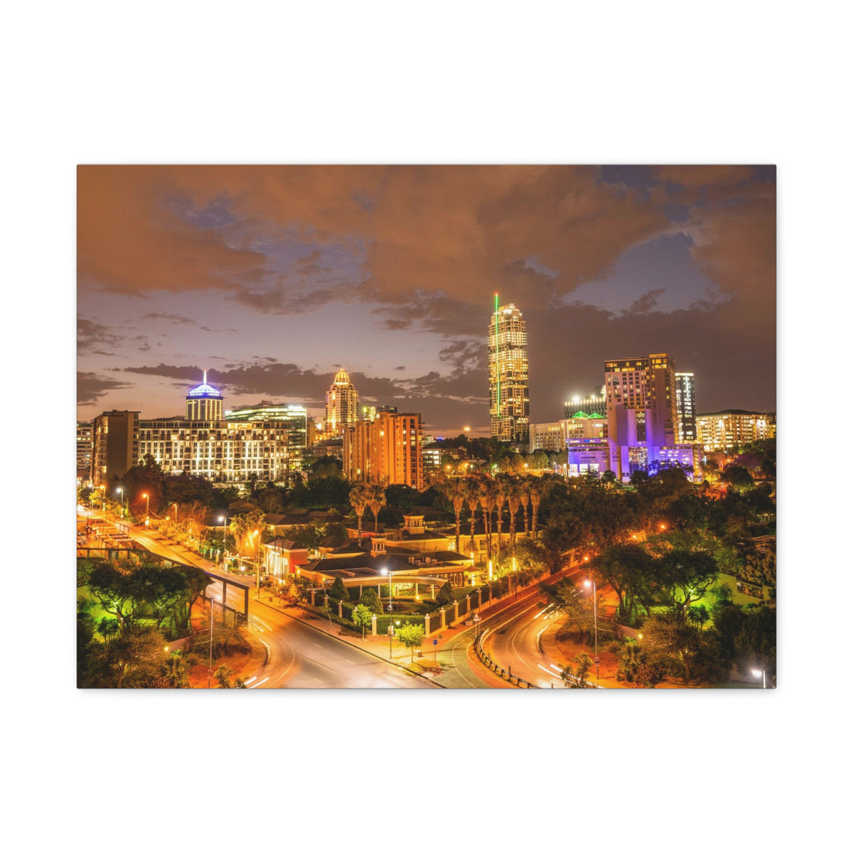 Johannesburg Night Skyline Canvas Artwork High-Quality Breathtaking Stunning Cityscape for Home Decor Ready to Hang-Express Your Love Gifts