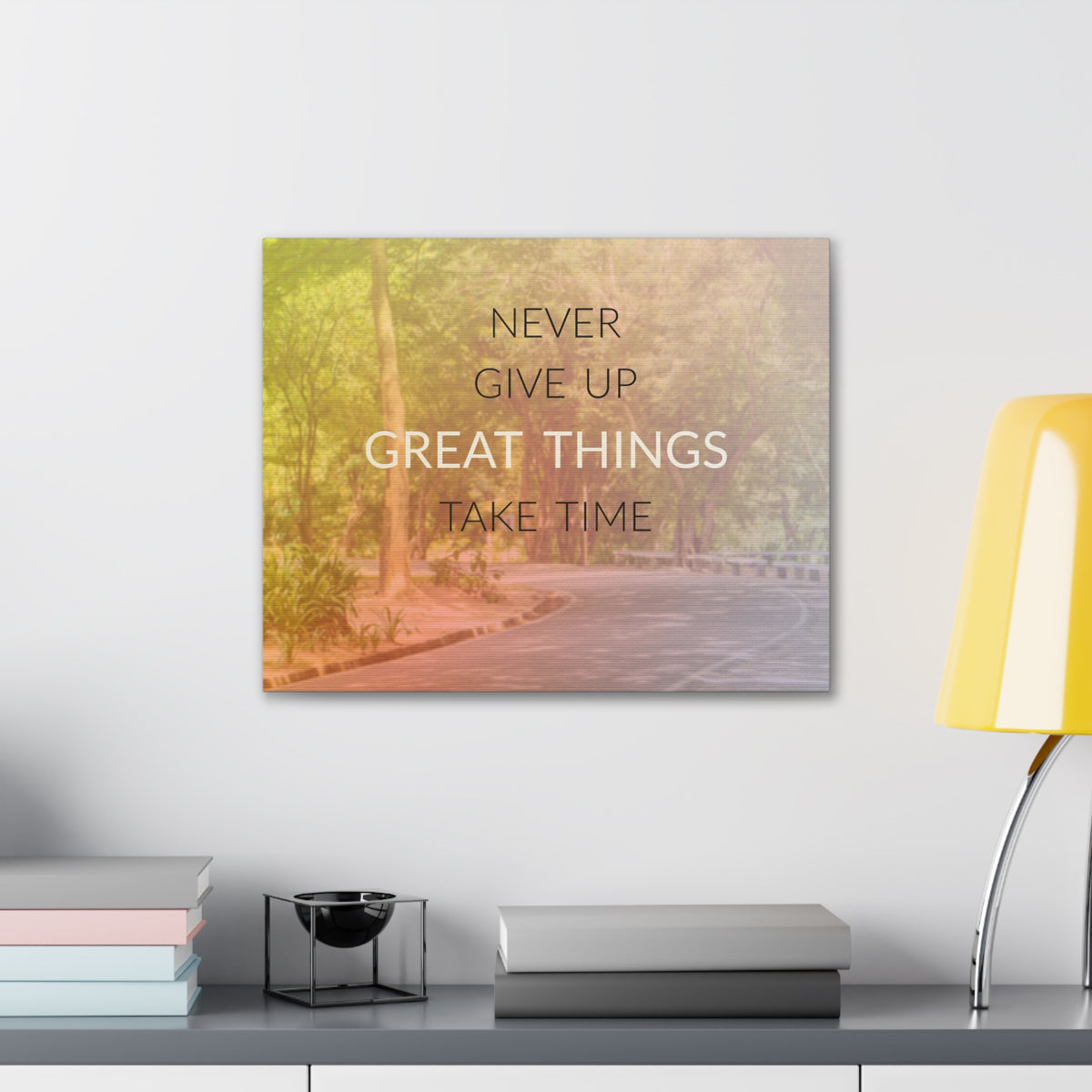 Inspirational Quote Canvas Never Give Up Motivational Print Ready to Hang Artwork-Express Your Love Gifts
