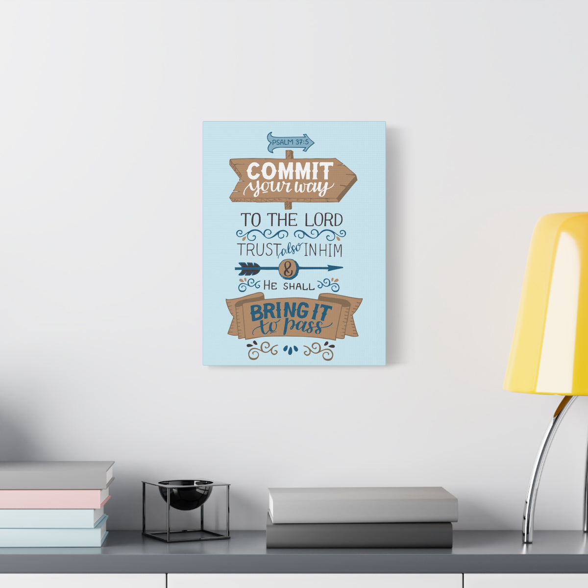 Scripture Canvas Commit Your Way Psalm 37:5 Christian Wall Art Bible Verse Print Ready To Hang-Express Your Love Gifts