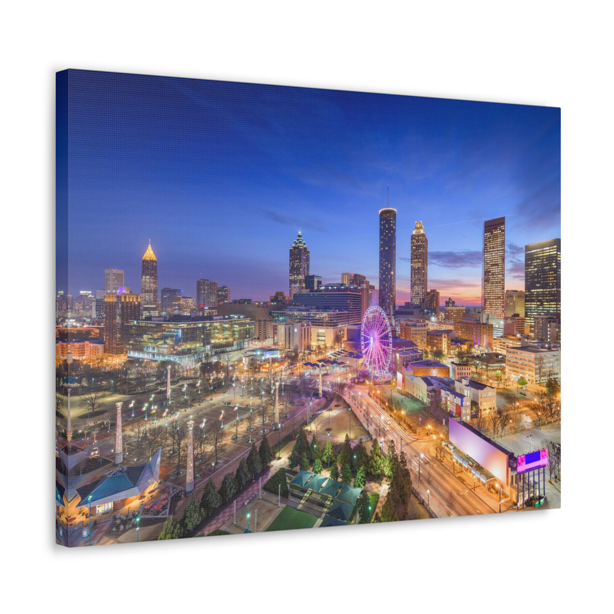 Atlanta Night Skyline Canvas Artwork High-Quality Breathtaking Stunning Cityscape for Home Decor Ready to Hang-Express Your Love Gifts