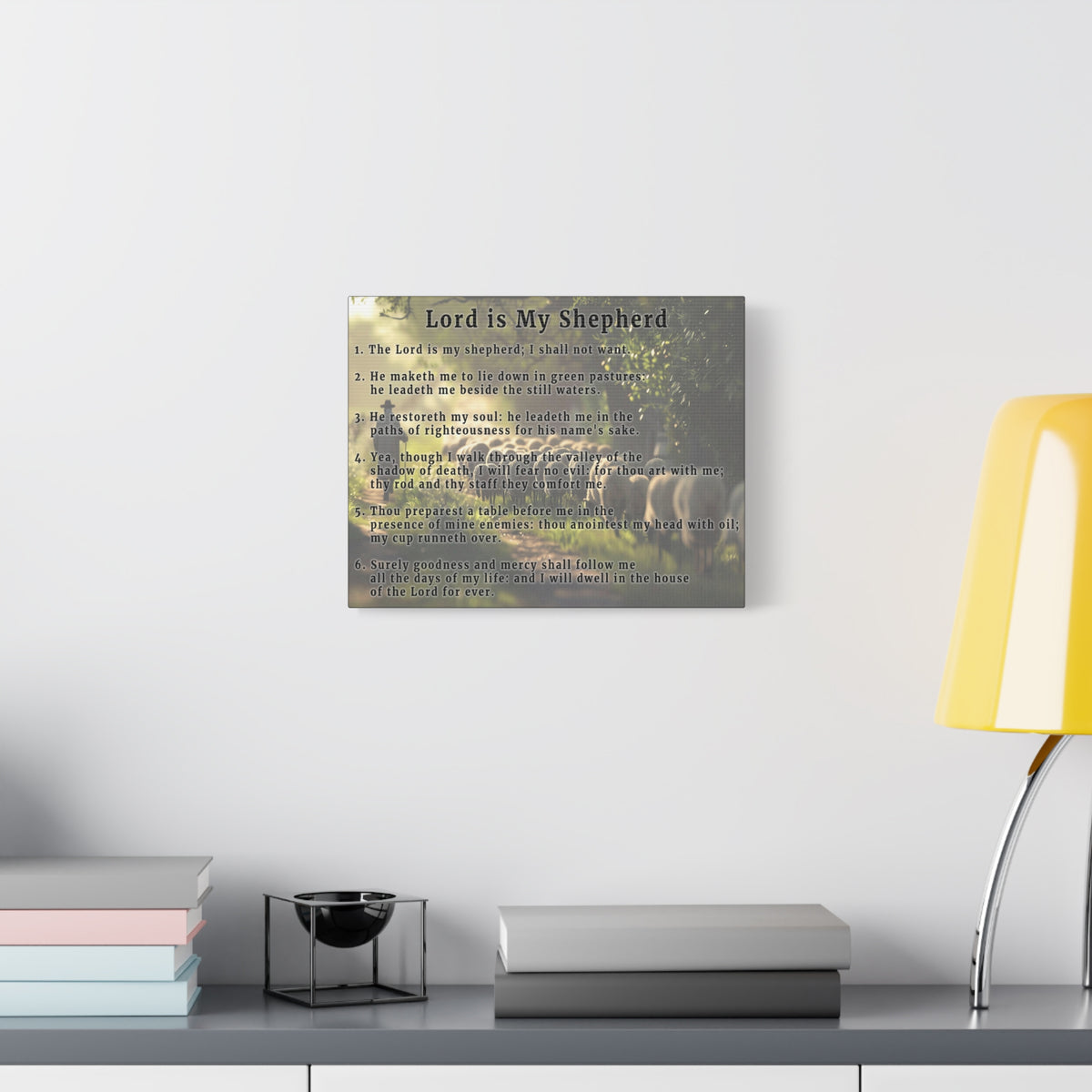 Scripture Walls Lord is My Shepherd Psalm 23 Green Bible Verse Canvas Christian Wall Art Ready to Hang Unframed-Express Your Love Gifts