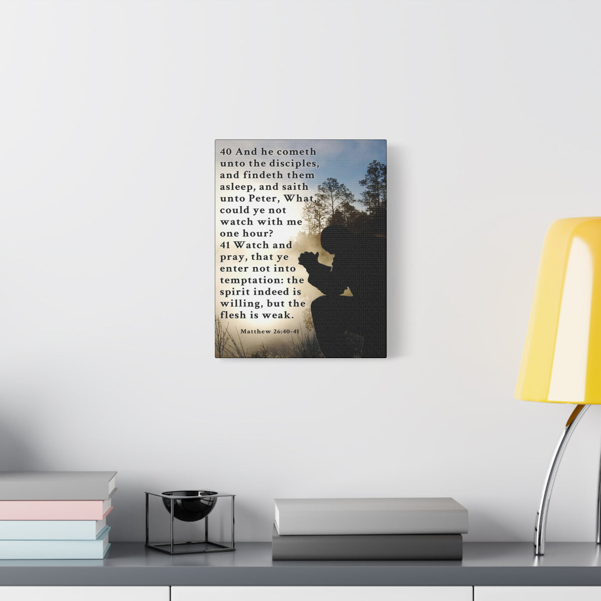 Matthew 26:40-41 Watch and Pray Bible Verse Canvas – Christian Wall Art, Ready to Hang-Express Your Love Gifts