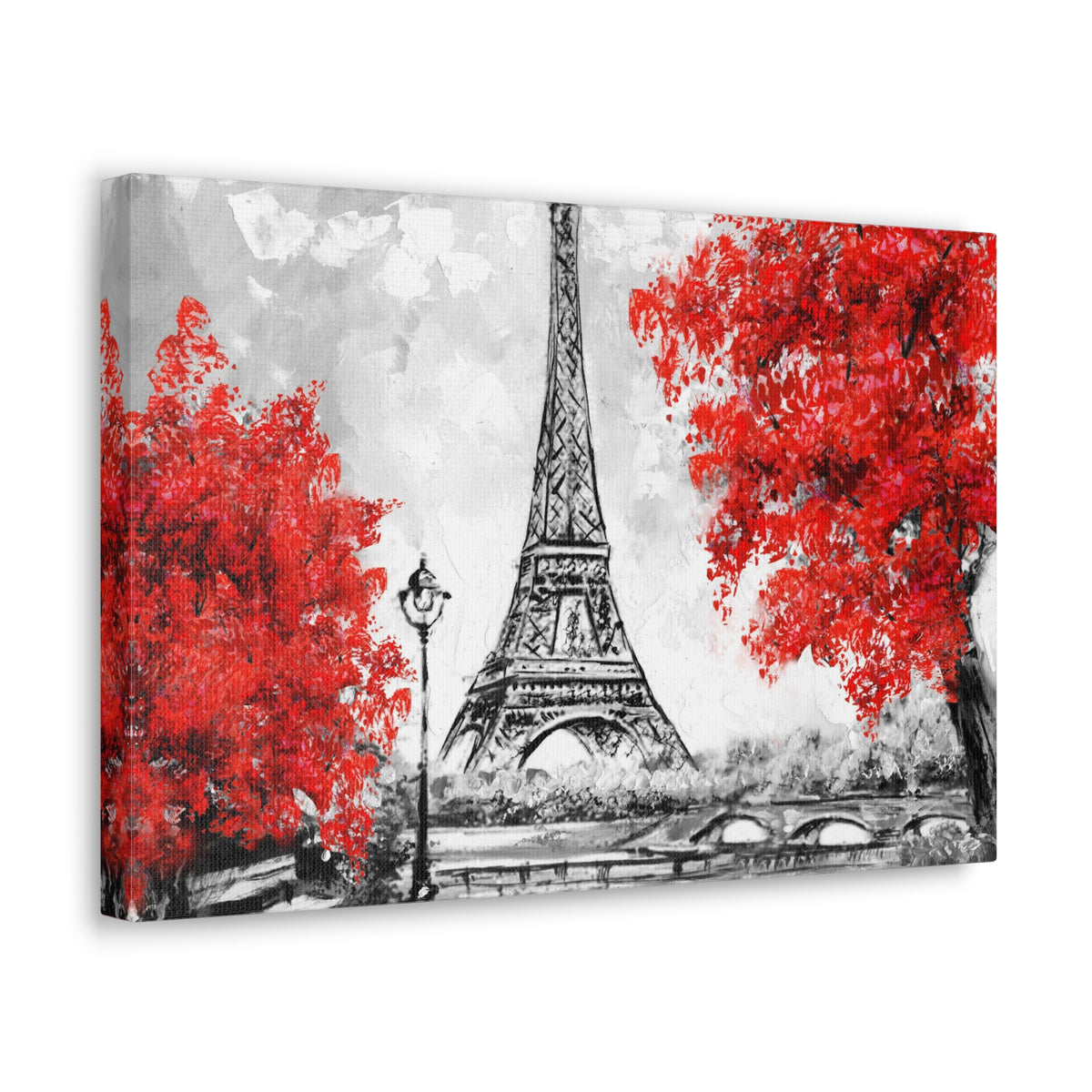 Paris Red Tree Eiffel Tower France Canvas Artwork High-Quality Breathtaking French City for Home Decor Ready to Hang-Express Your Love Gifts