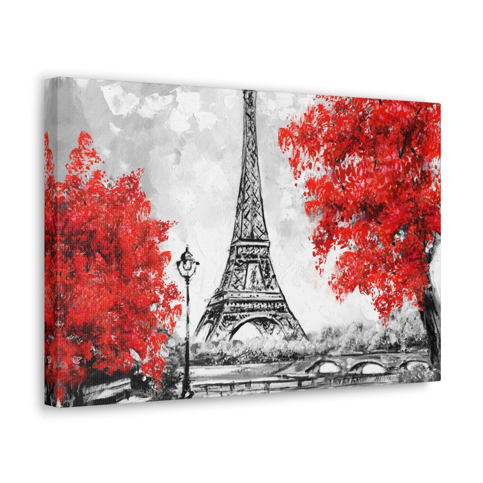 Paris Red Tree Eiffel Tower France Canvas Artwork High-Quality Breathtaking French City for Home Decor Ready to Hang-Express Your Love Gifts