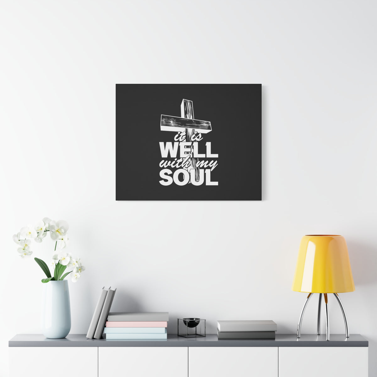 Scripture Canvas Well With My Soul Psalm 42:7 Cross Christian Wall Art Bible Verse Print Ready to Hang-Express Your Love Gifts