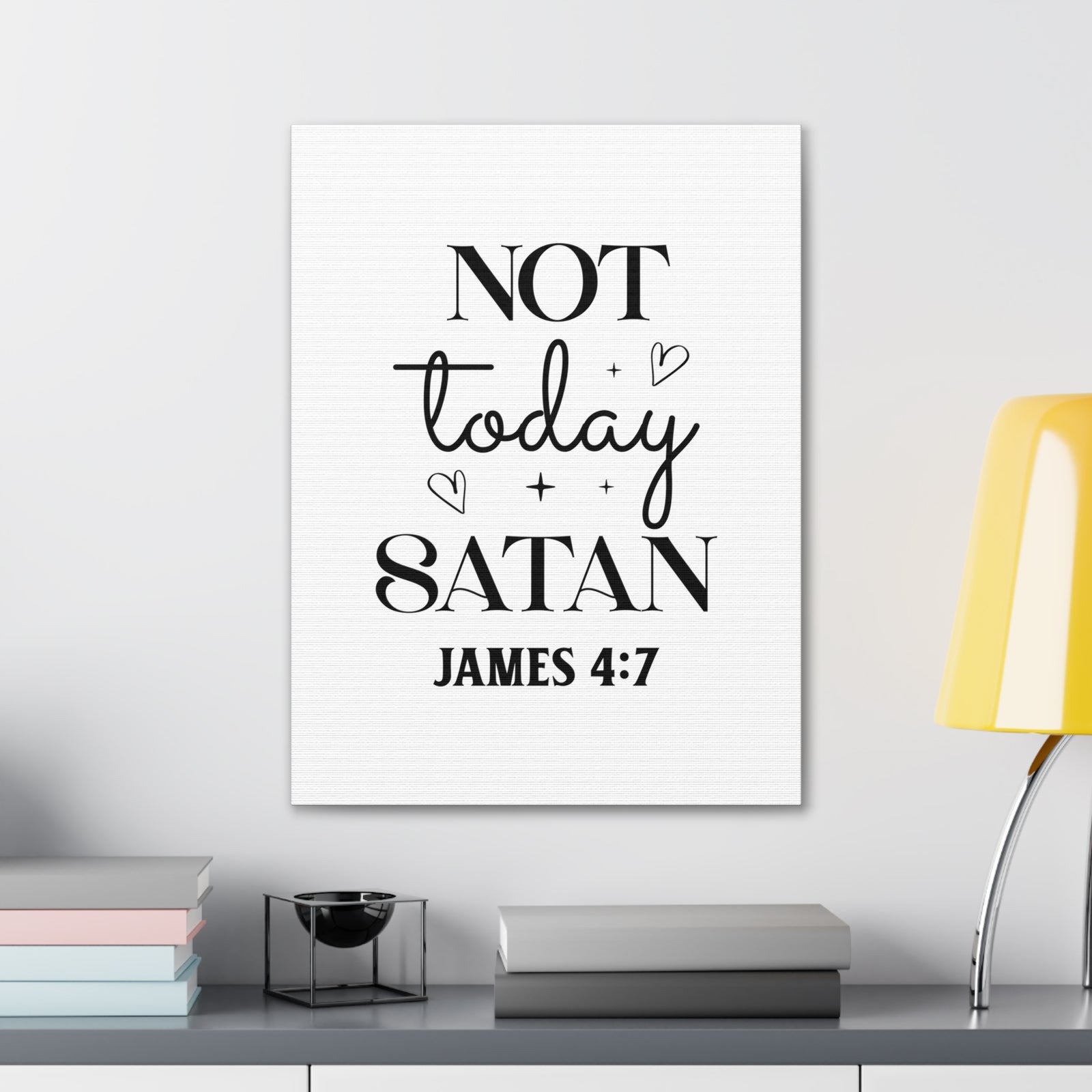 Scripture Walls James 4:7 Not Today Satan Bible Verse Canvas Christian Wall Art Ready to Hang Unframed-Express Your Love Gifts