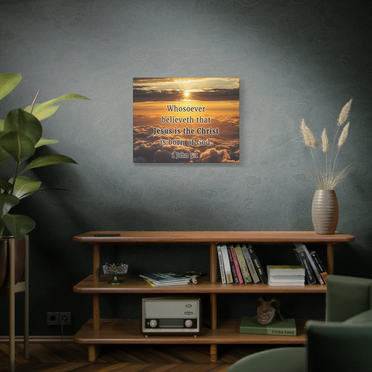 Scripture Walls 1 John 5:1 Born of God Sun Bible Verse Canvas Christian Wall Art Ready to Hang Unframed-Express Your Love Gifts