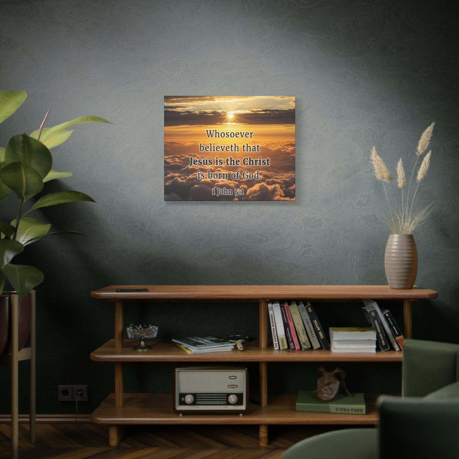 Scripture Walls 1 John 5:1 Born of God Sun Bible Verse Canvas Christian Wall Art Ready to Hang Unframed-Express Your Love Gifts