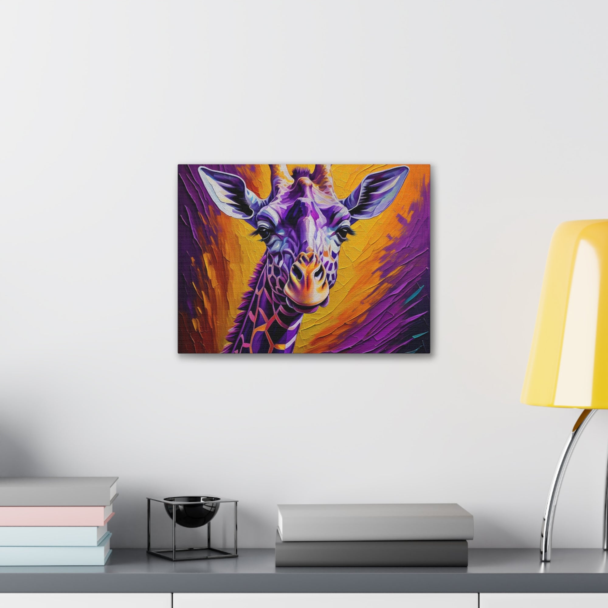 Giraffe Abstract Purple Modern Oil Painting Canvas Wall Art for Home Decor Ready-to-Hang-Express Your Love Gifts