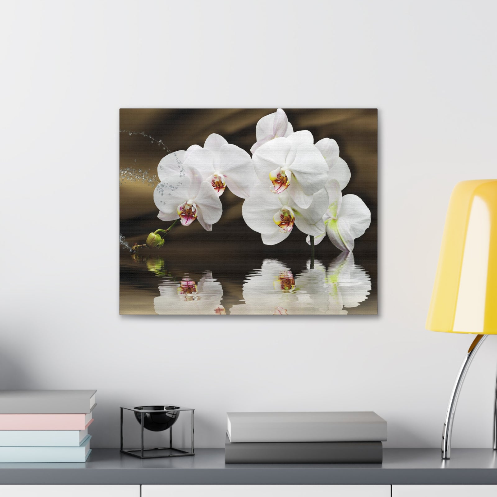 Orchids Reflected in Water Flower Canvas Wall Art for Home Decor Ready-to-Hang-Express Your Love Gifts