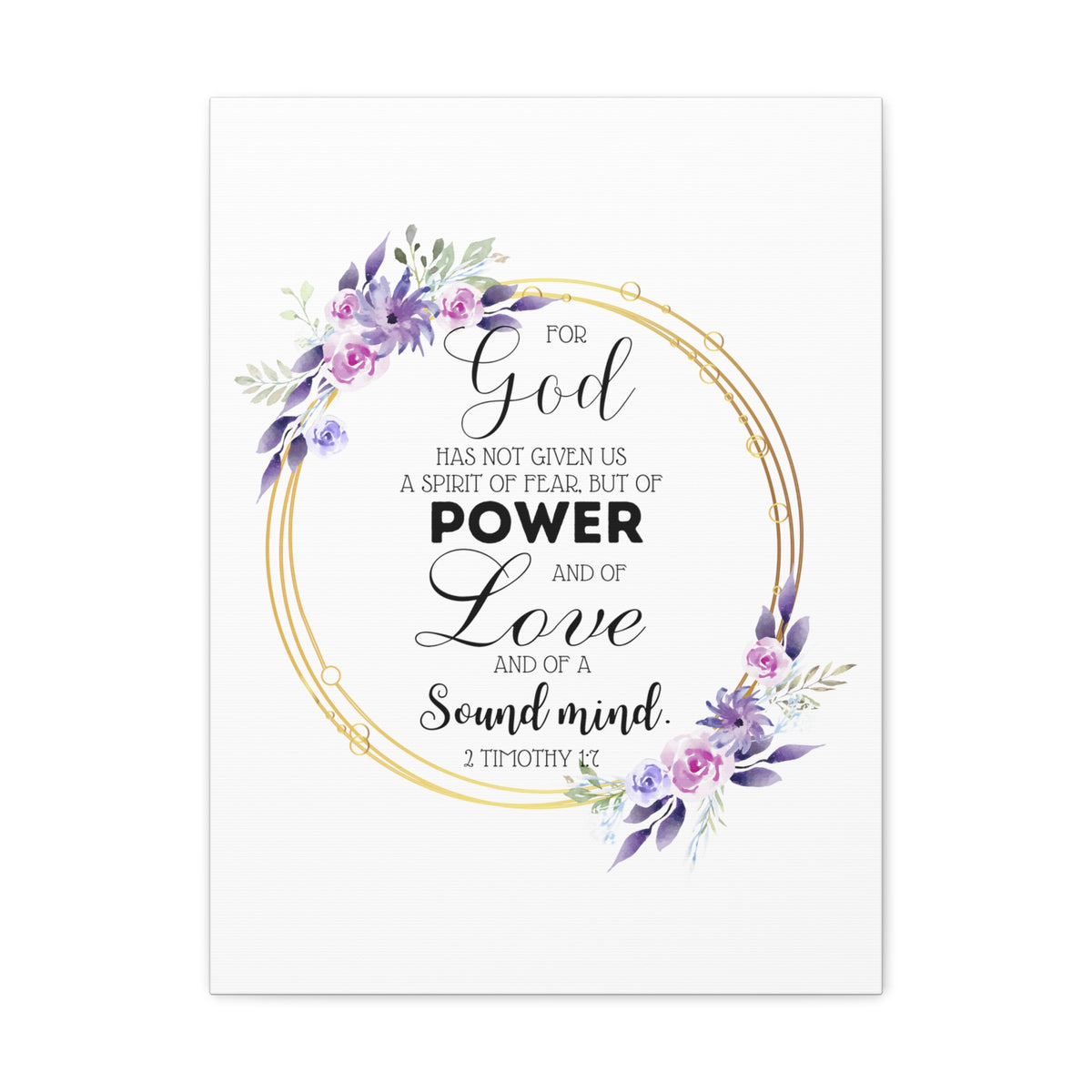 Scripture Walls 2 Timothy 1:7 Power Bible Verse Canvas Christian Wall Art Ready to Hang Unframed-Express Your Love Gifts