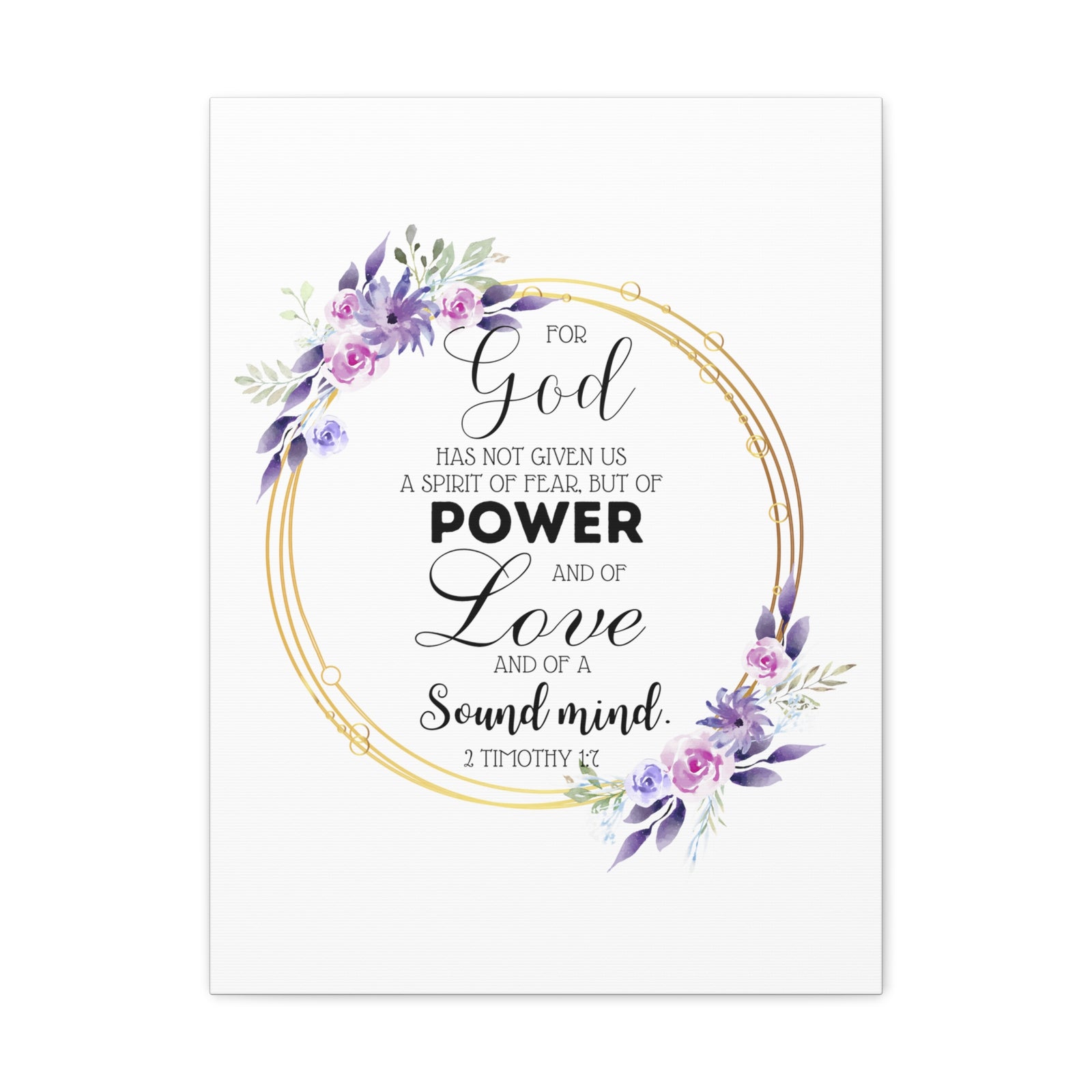 Scripture Walls 2 Timothy 1:7 Power Bible Verse Canvas Christian Wall Art Ready to Hang Unframed-Express Your Love Gifts