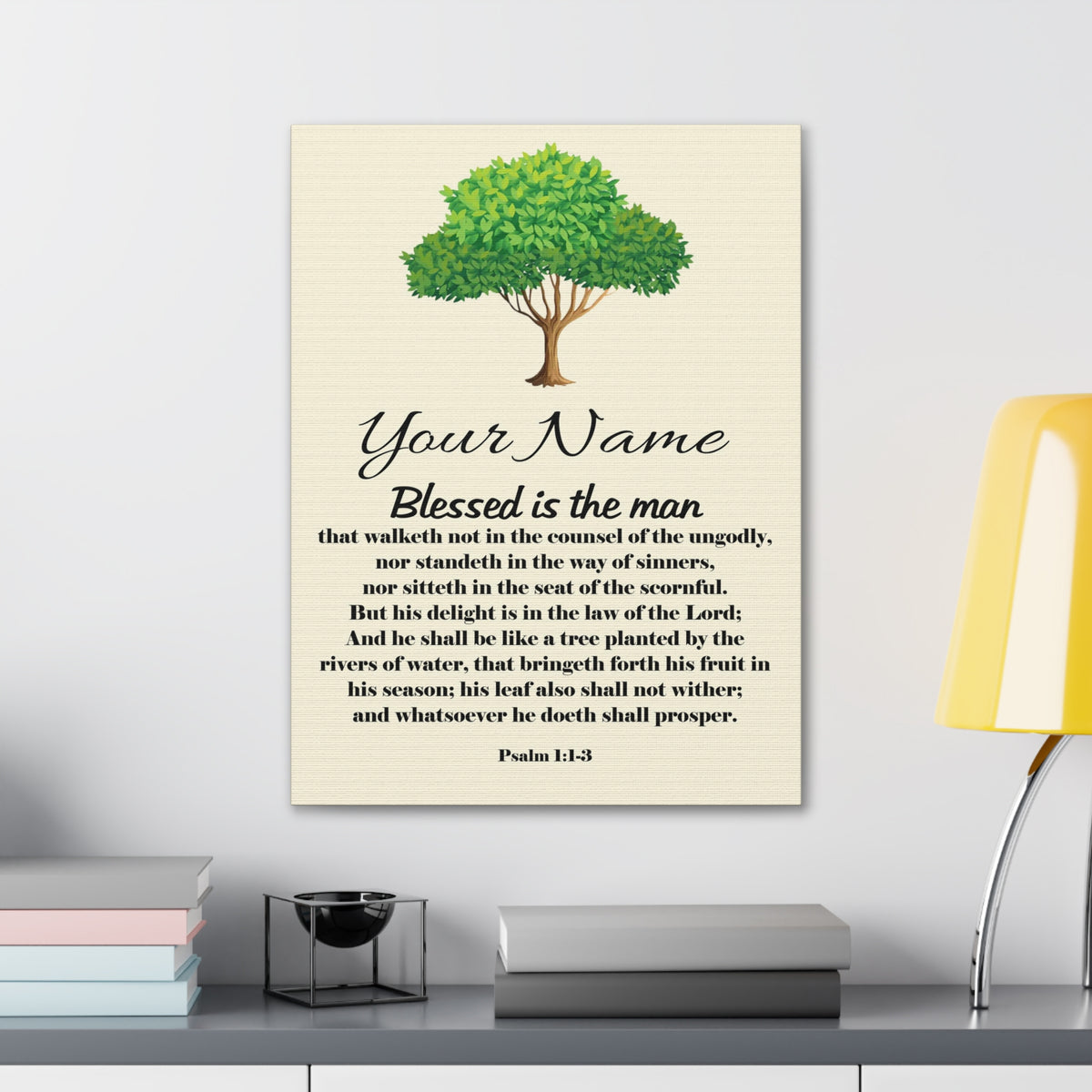 Scripture Walls Personalized Blessed is the Man Psalm 1:1-3 Bible Chapter Canvas Christian Wall Art Ready to Hang-Express Your Love Gifts