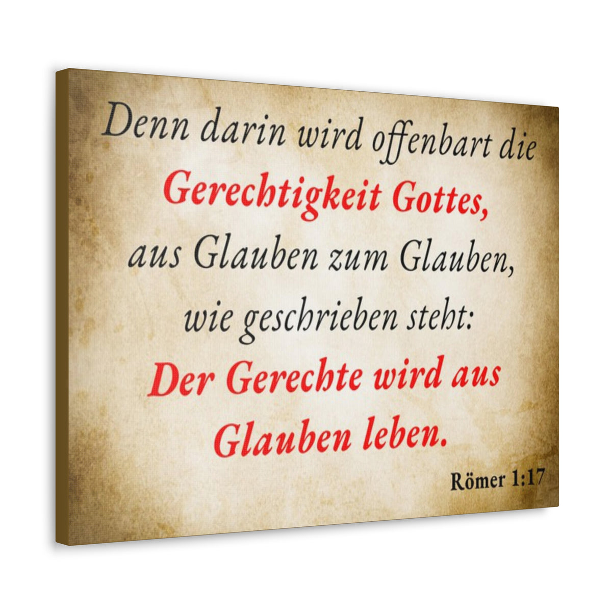 Scripture Walls Römer 1:17 Romans 1:17 Live By Faith German Gold Bible Verse Canvas Christian Wall Art Ready to Hang Unframed-Express Your Love Gifts