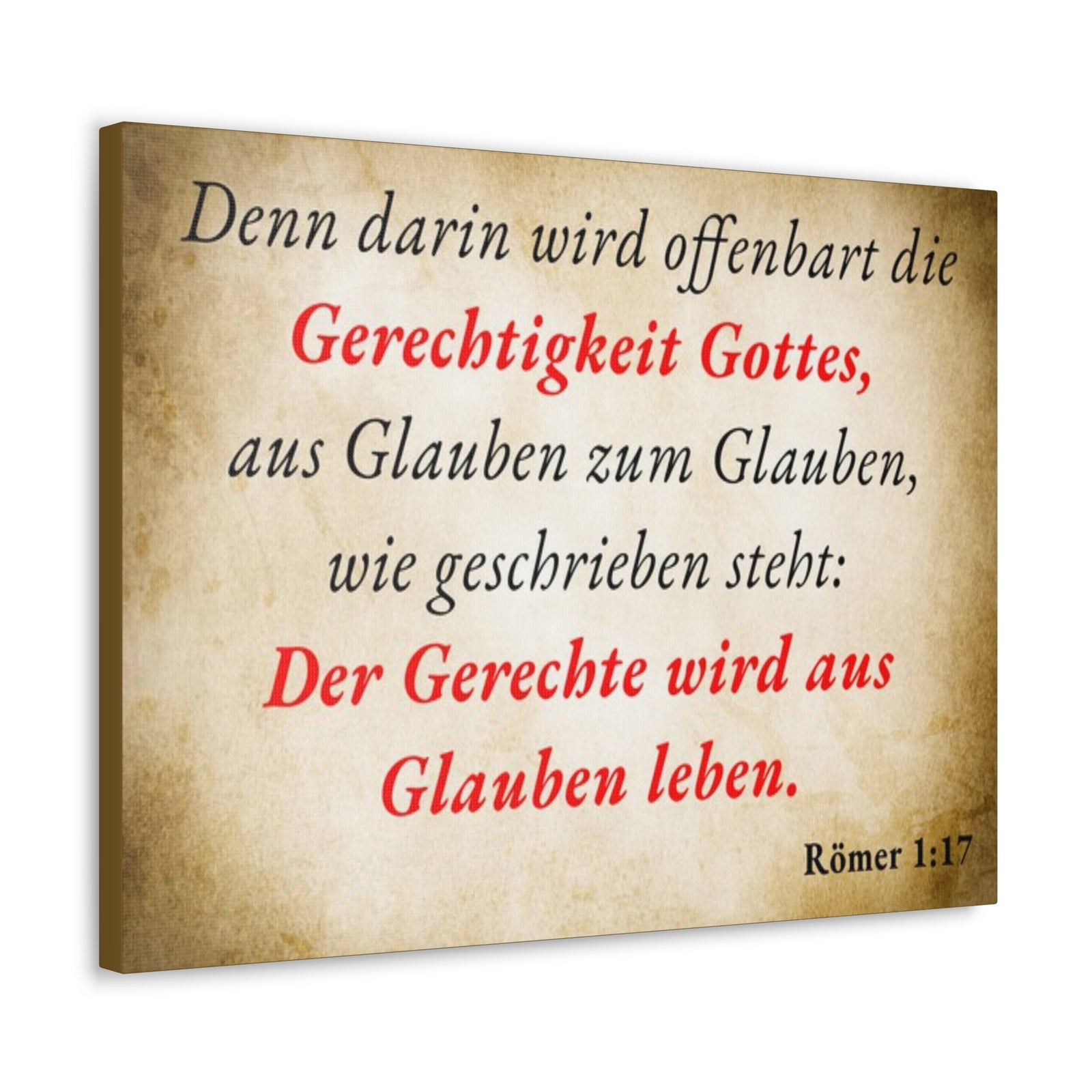 Scripture Walls Römer 1:17 Romans 1:17 Live By Faith German Gold Bible Verse Canvas Christian Wall Art Ready to Hang Unframed-Express Your Love Gifts
