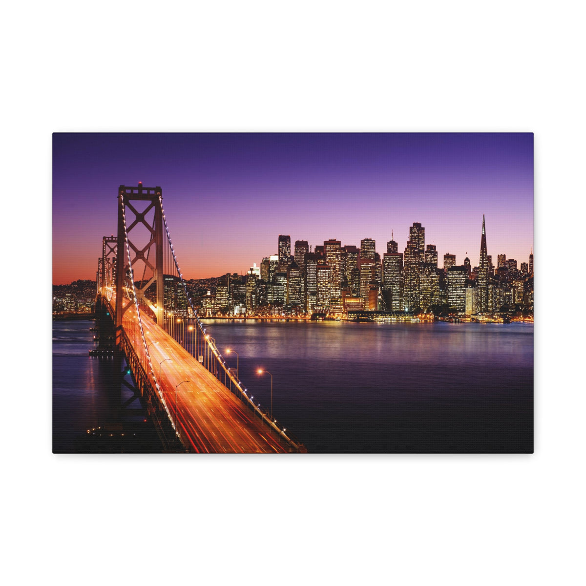San Francisco Night Skyline Canvas Artwork High-Quality Breathtaking Stunning Cityscape for Home Decor Ready to Hang-Express Your Love Gifts