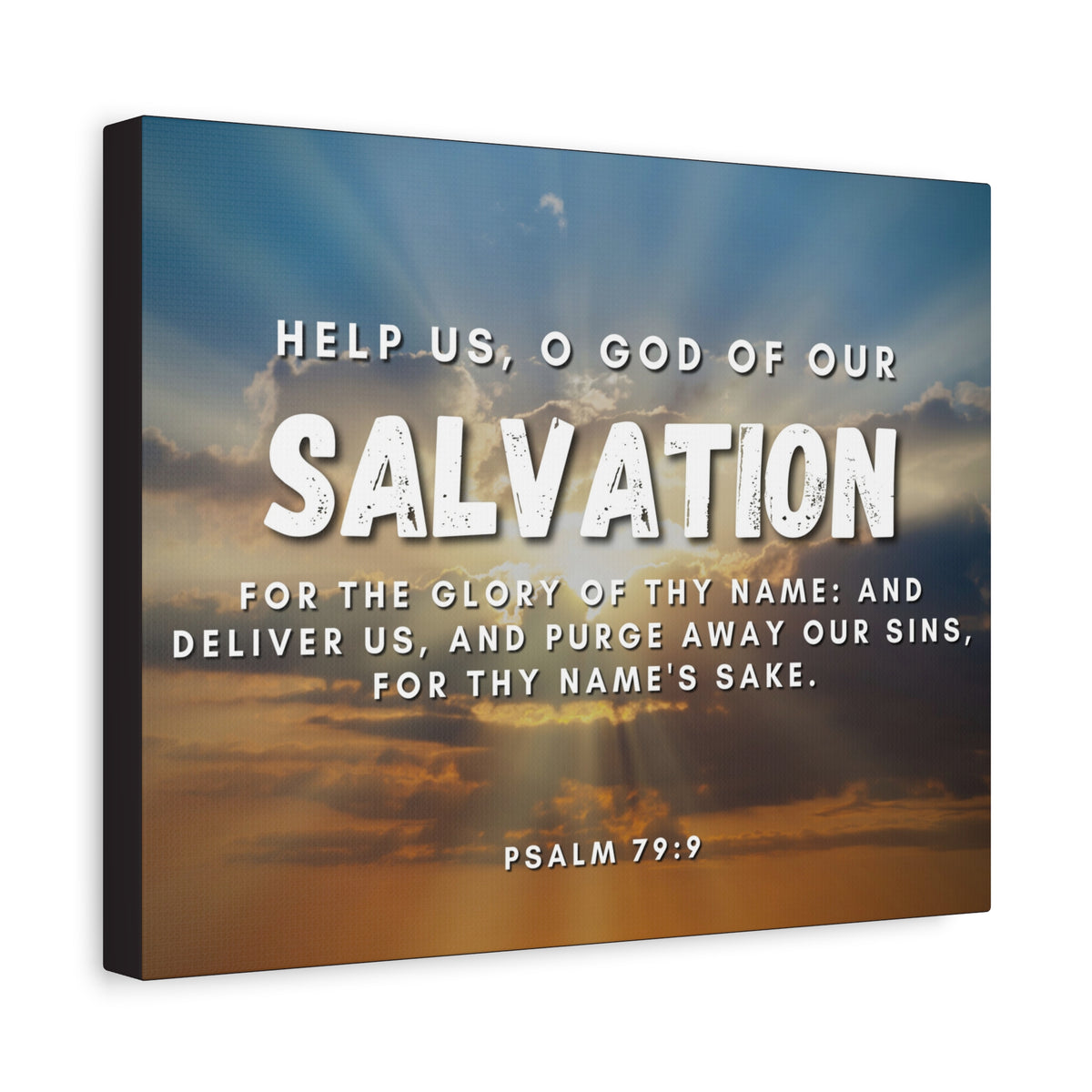 Scripture Canvas Salvation Psalm 79:9 Christian Wall Art Bible Verse Print Ready to Hang-Express Your Love Gifts