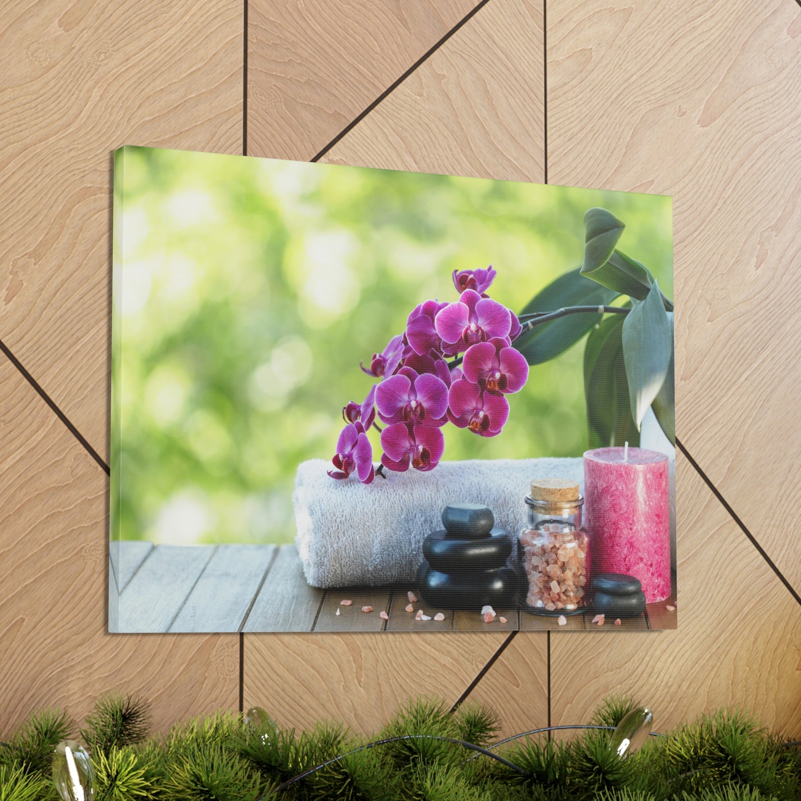 Spa Composition on Wooden Forest Floral Nature Photography Canvas Wall Art for Home Decor Ready-to-Hang-Express Your Love Gifts