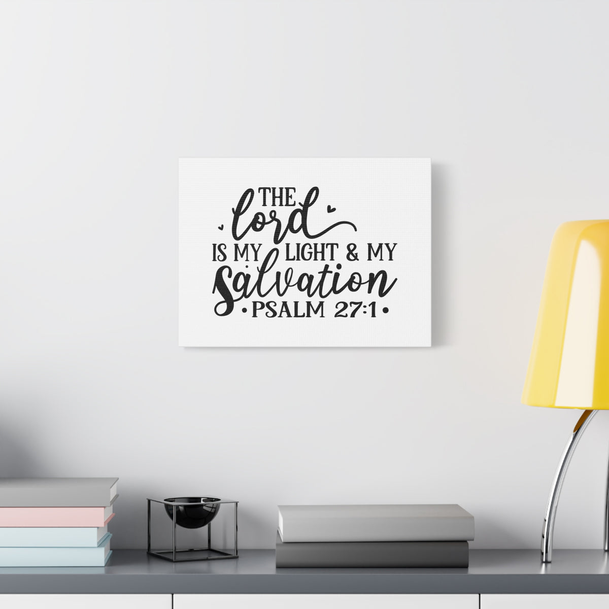 Scripture Canvas Light & My Salvation Psalm 27:1 Christian Wall Art Bible Verse Print Ready to Hang-Express Your Love Gifts