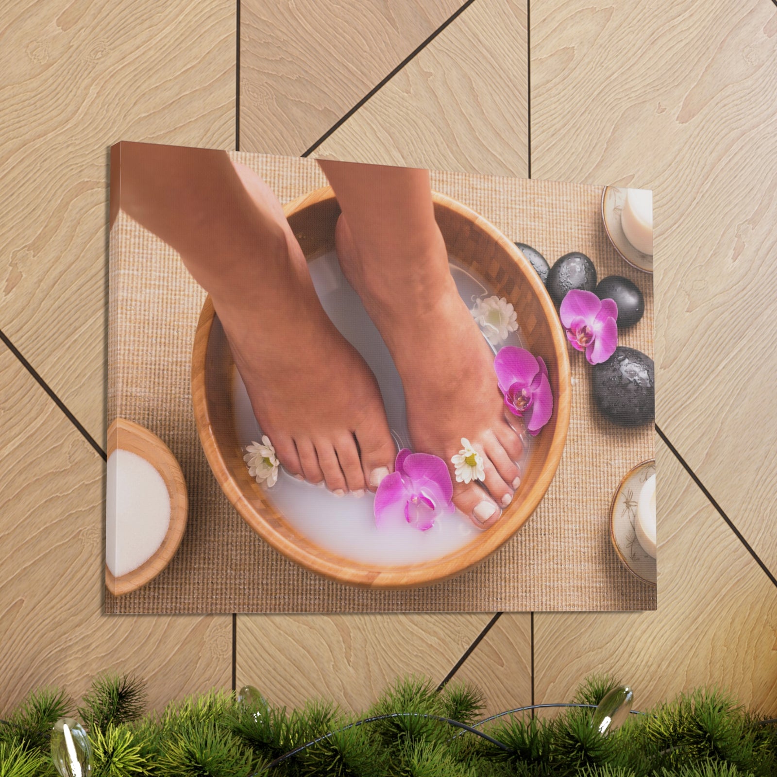 Footbath With Orchid Forest Floral Nature Photography Canvas Wall Art for Home Decor Ready-to-Hang-Express Your Love Gifts