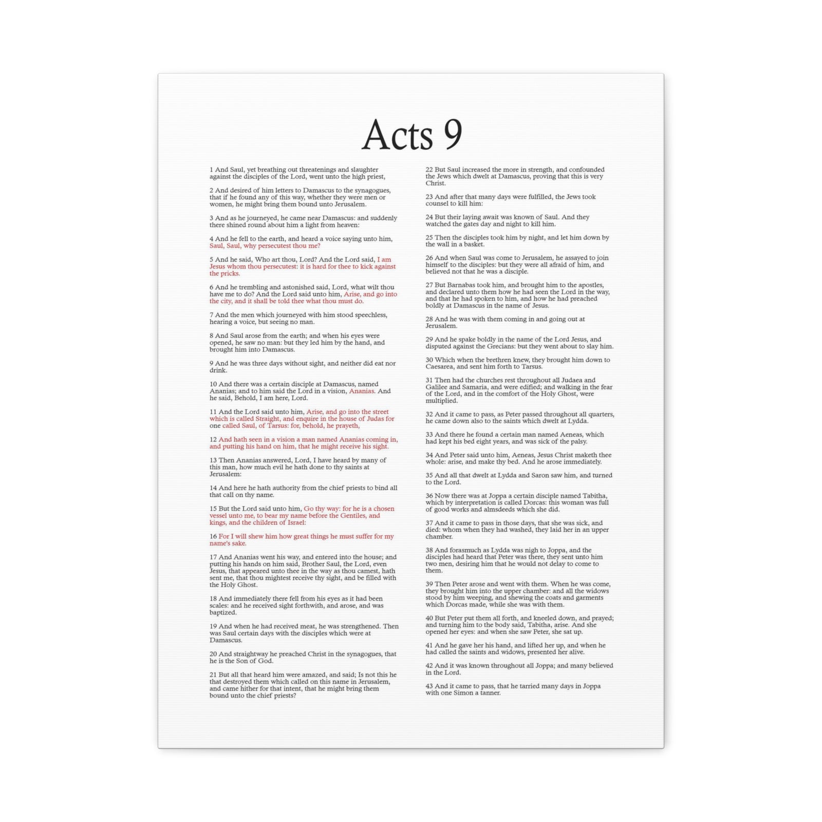 Scripture Walls Acts 9 Conversion of Saul Christ Words in Red Bible Verse Canvas Christian Wall Art Ready to Hang Unframed-Express Your Love Gifts