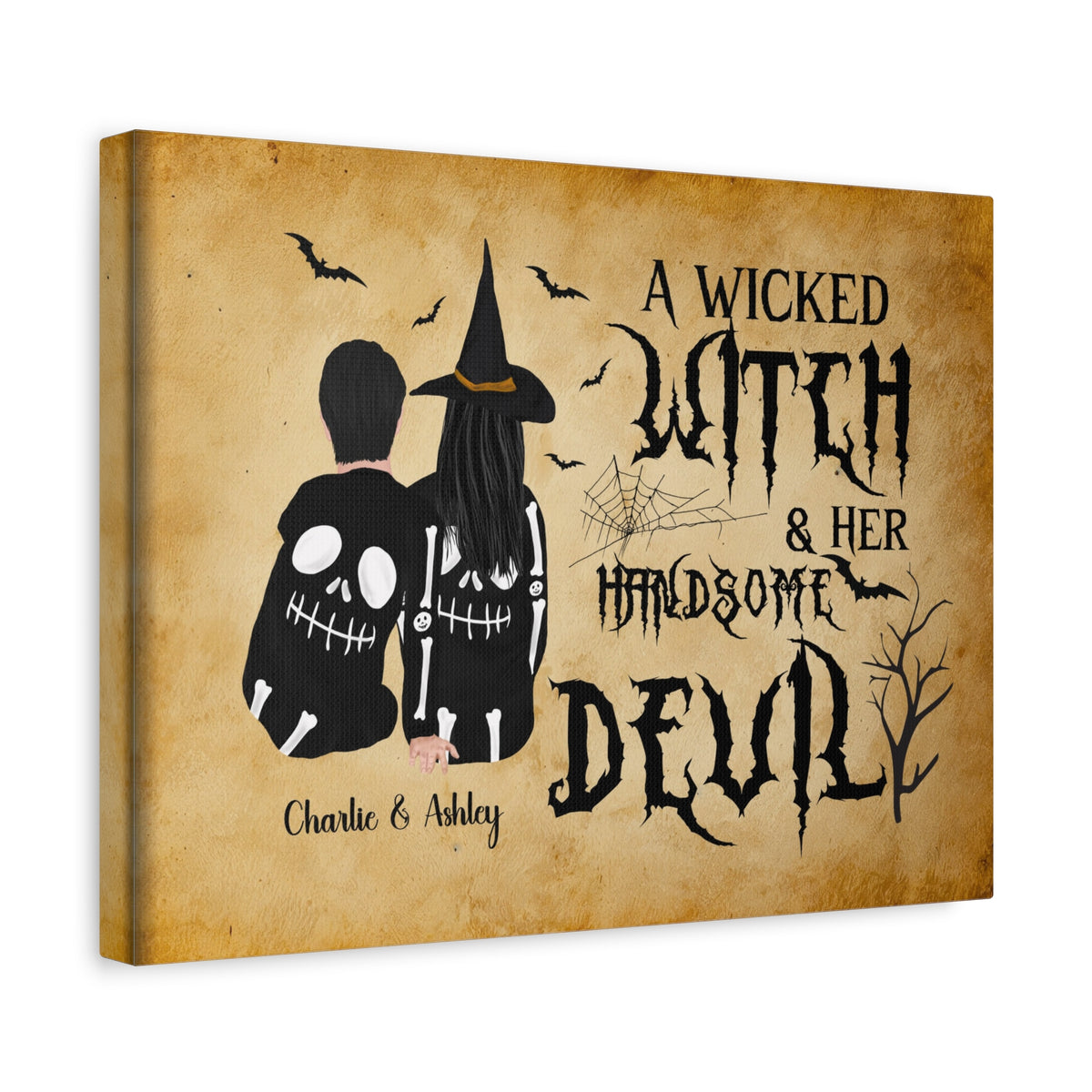 Personalized Wicked Witch & Handsome Devil Halloween Canvas Wall Art-Express Your Love Gifts